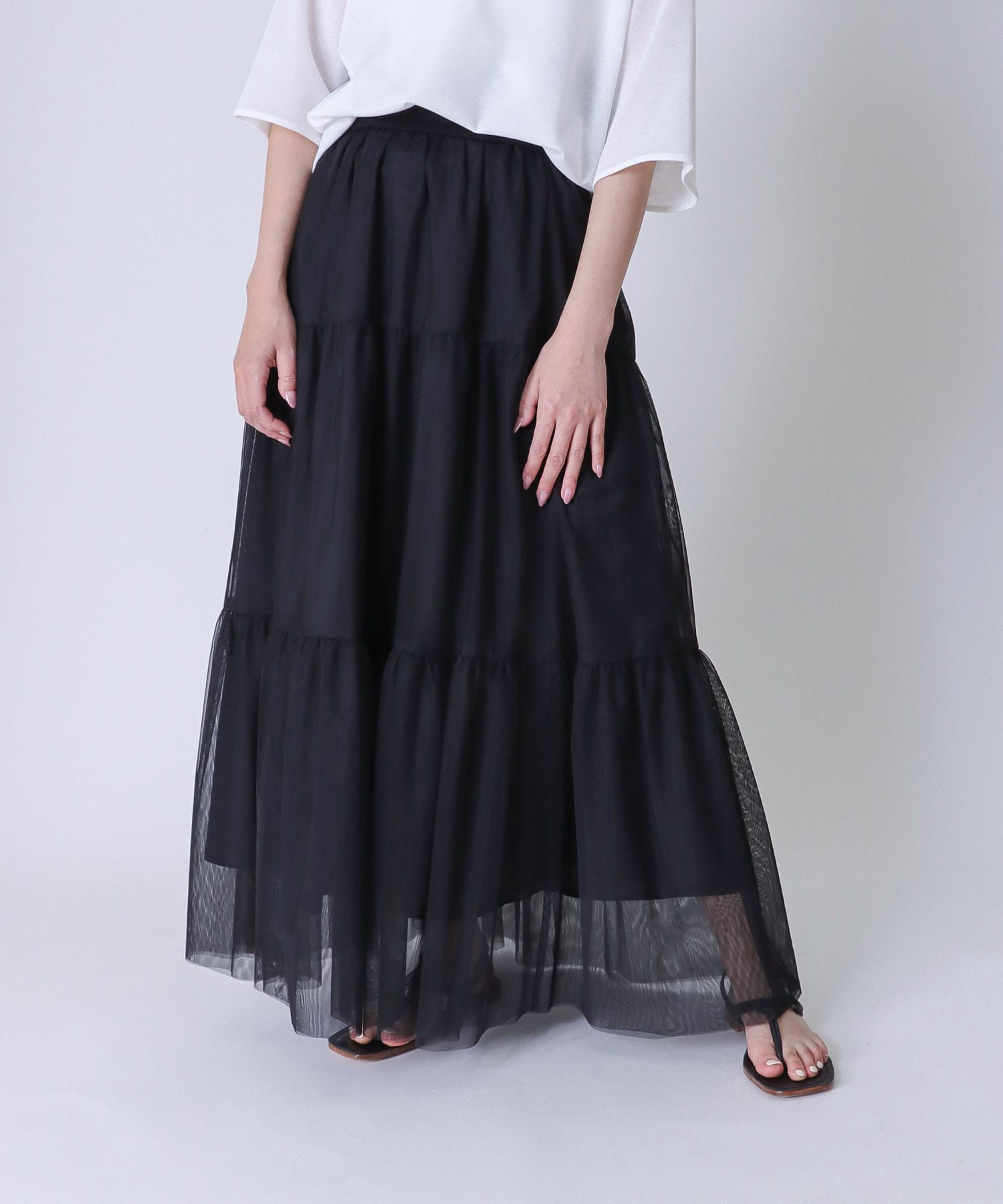 Sugar Rose＞tiered tulle 2way skirt | AND ON JIONE STORE