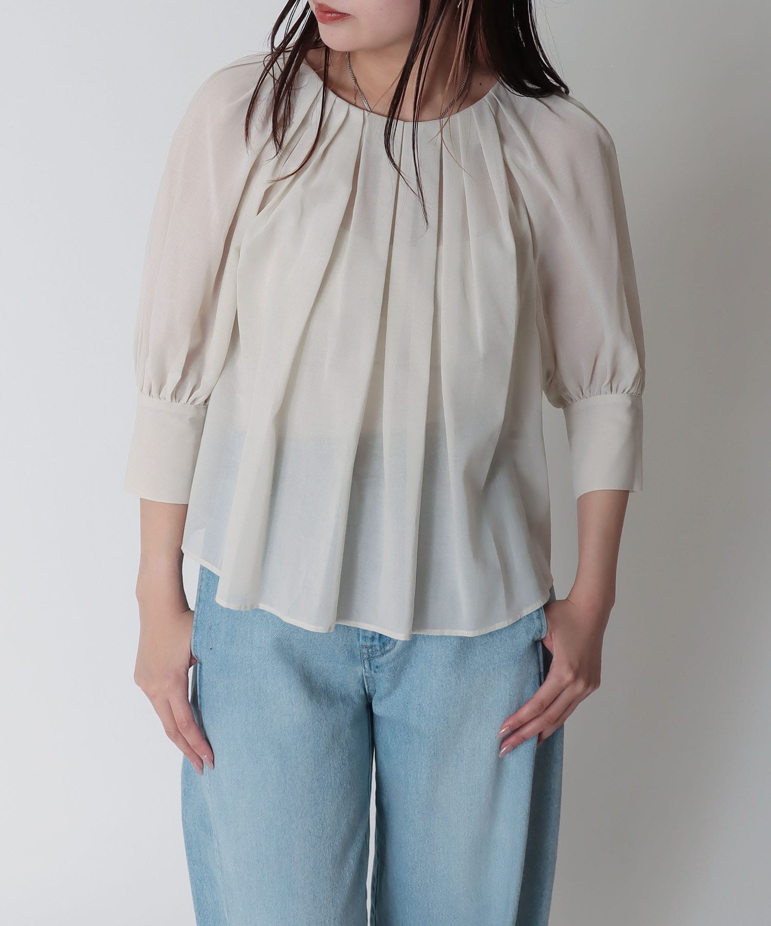 ＜B7＞randam gather blouse