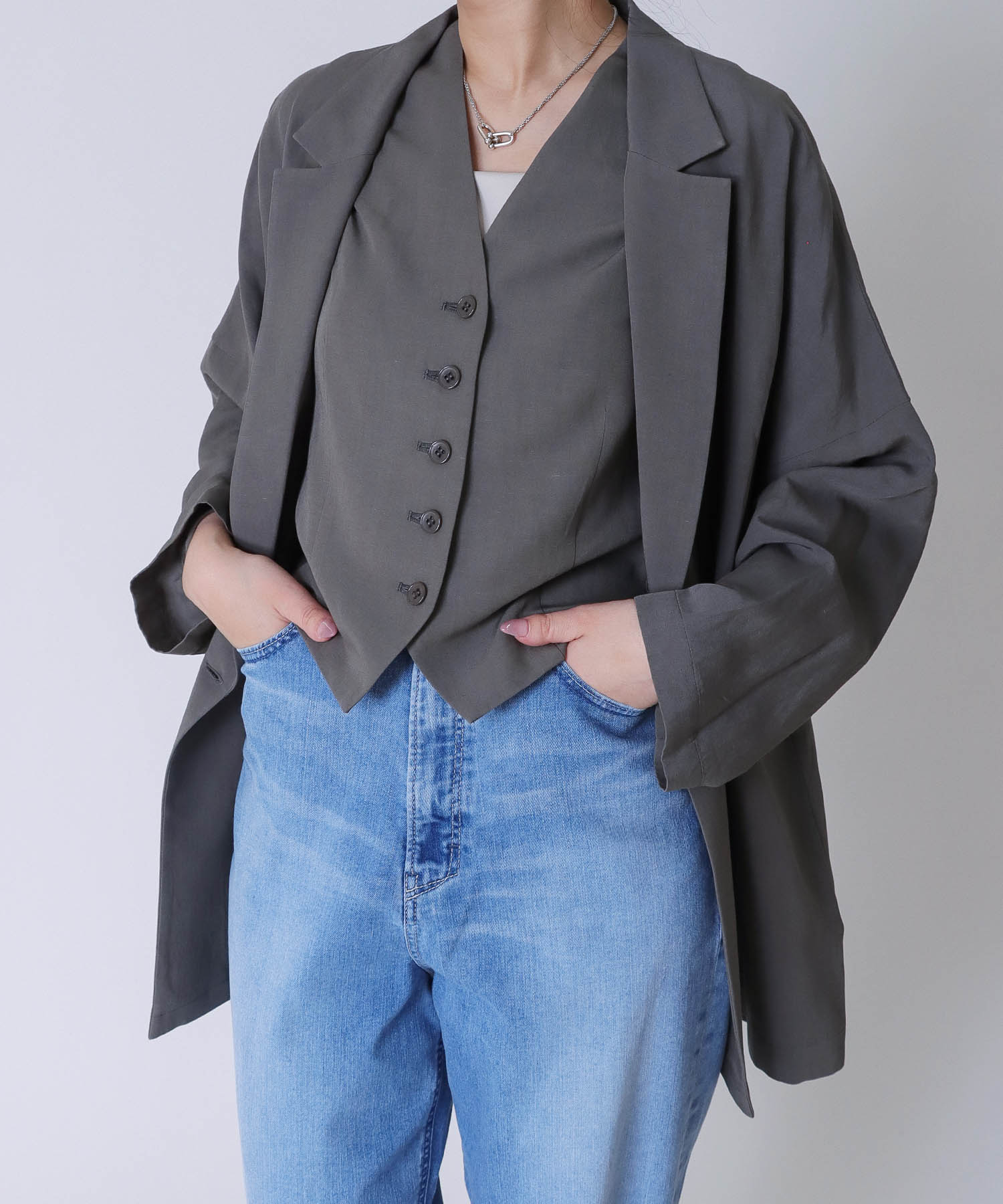 ＜B7＞rayon linen over jacket