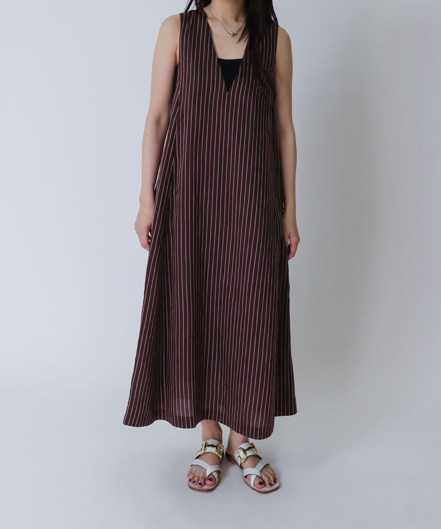 ＜B7＞stripe flare jumper dress