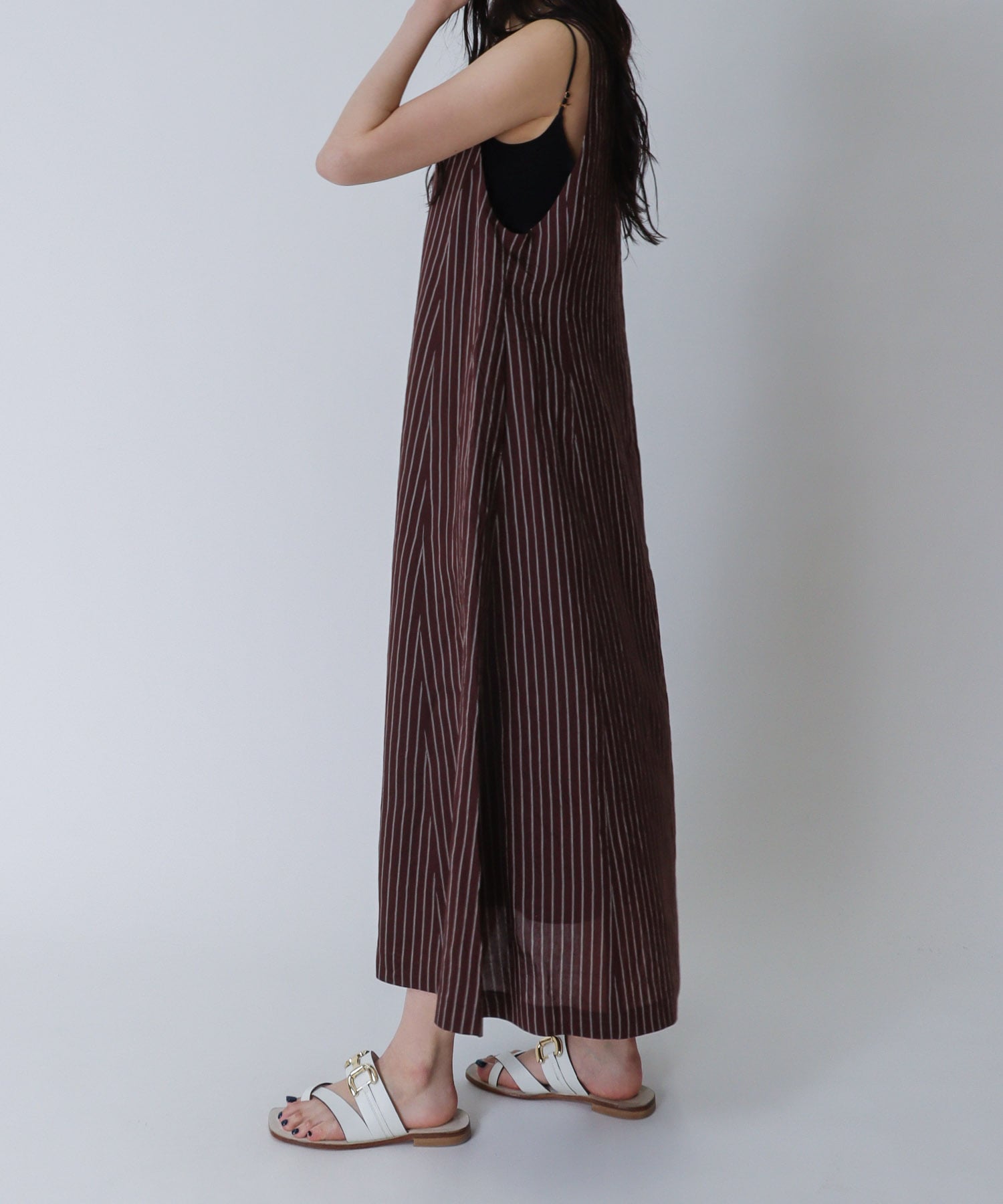 ＜B7＞stripe flare jumper dress