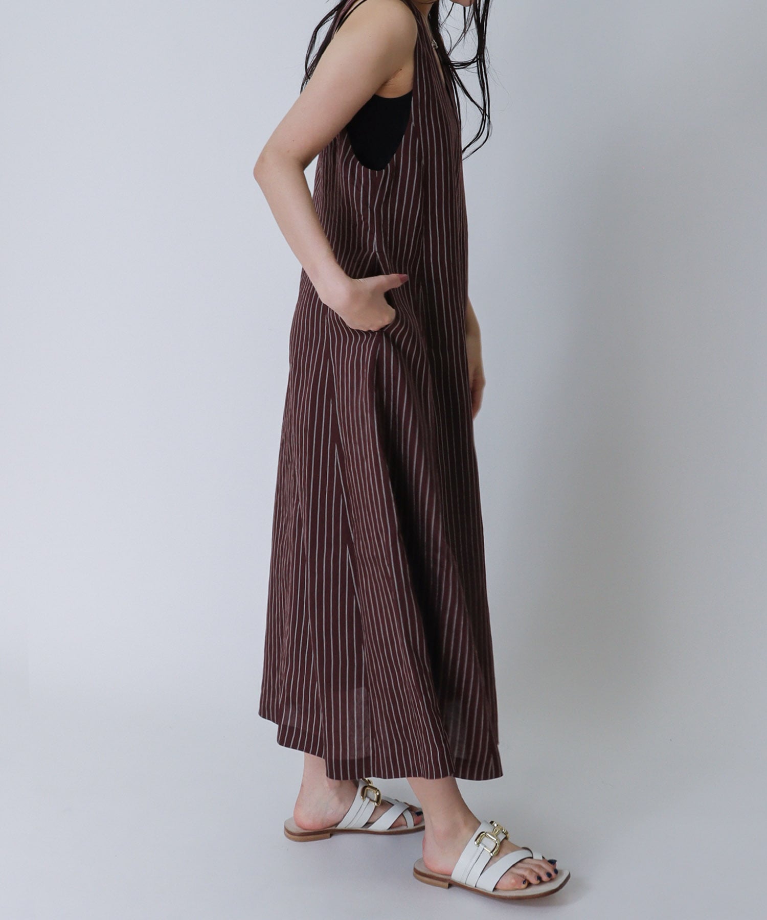 ＜B7＞stripe flare jumper dress