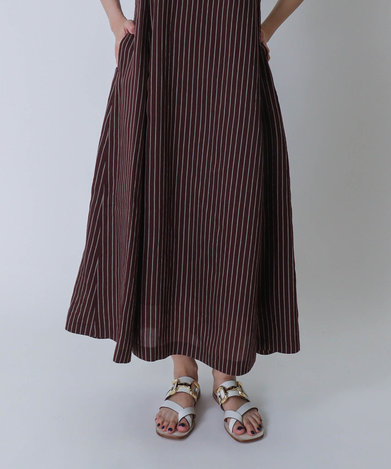 ＜B7＞stripe flare jumper dress