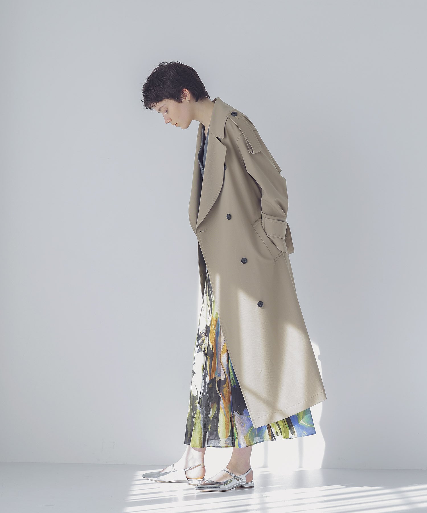 ＜B7＞clear twill trench coat