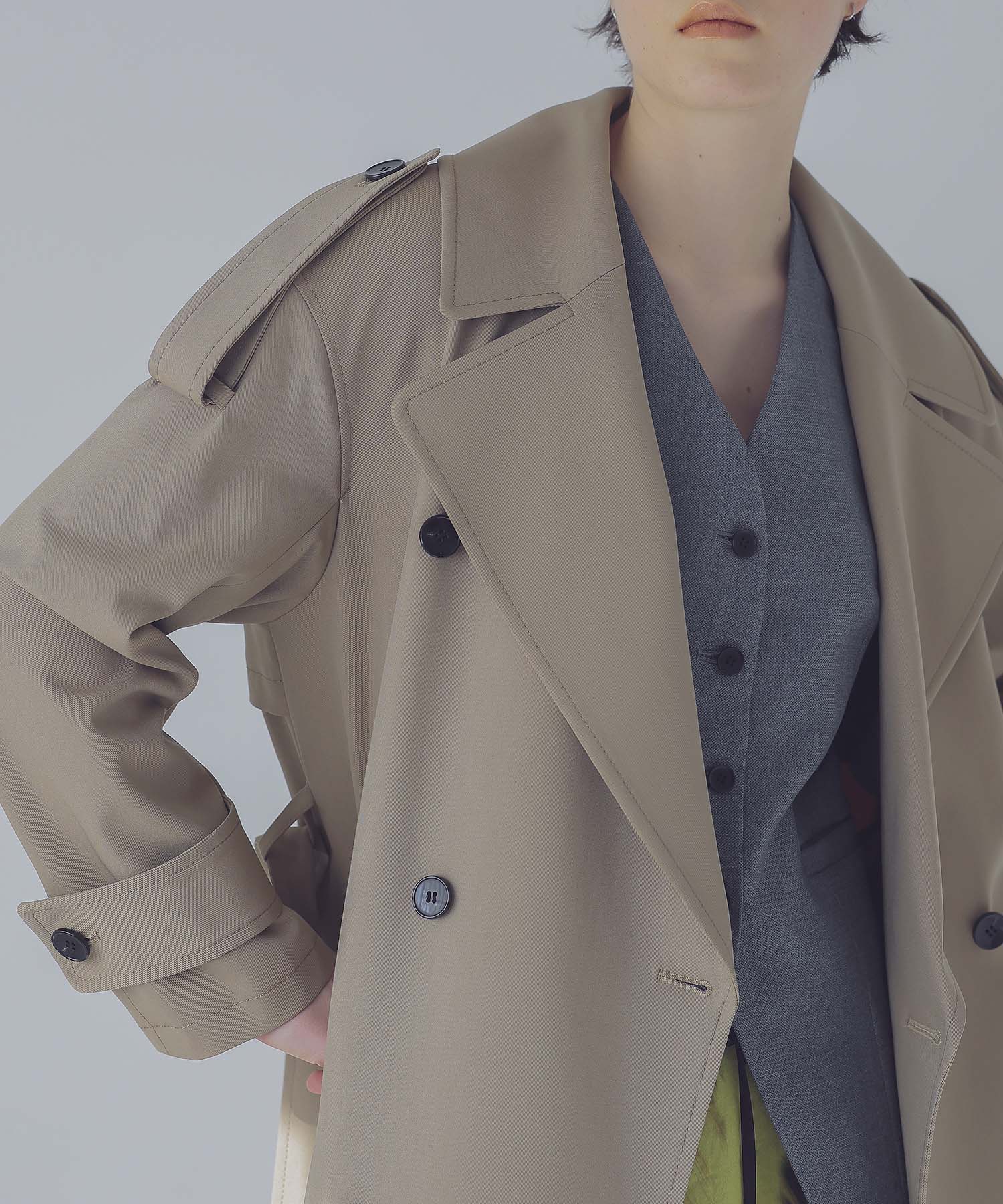 ＜B7＞clear twill trench coat