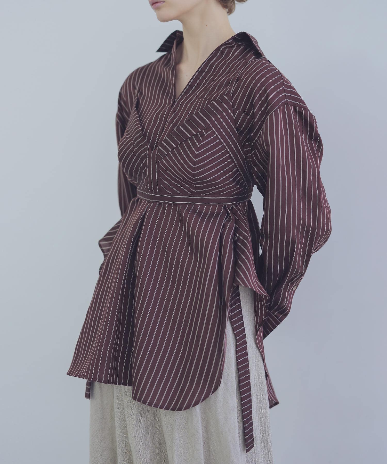 ＜VENIT＞stripe blouse