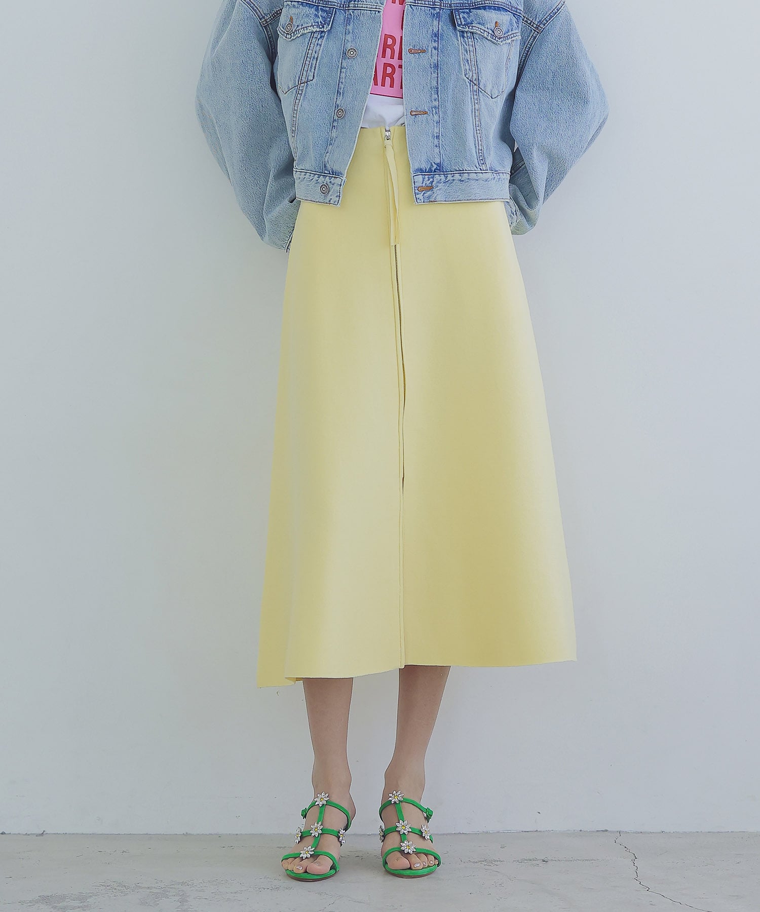 ＜VENIT＞cotton silk linen zip skirt