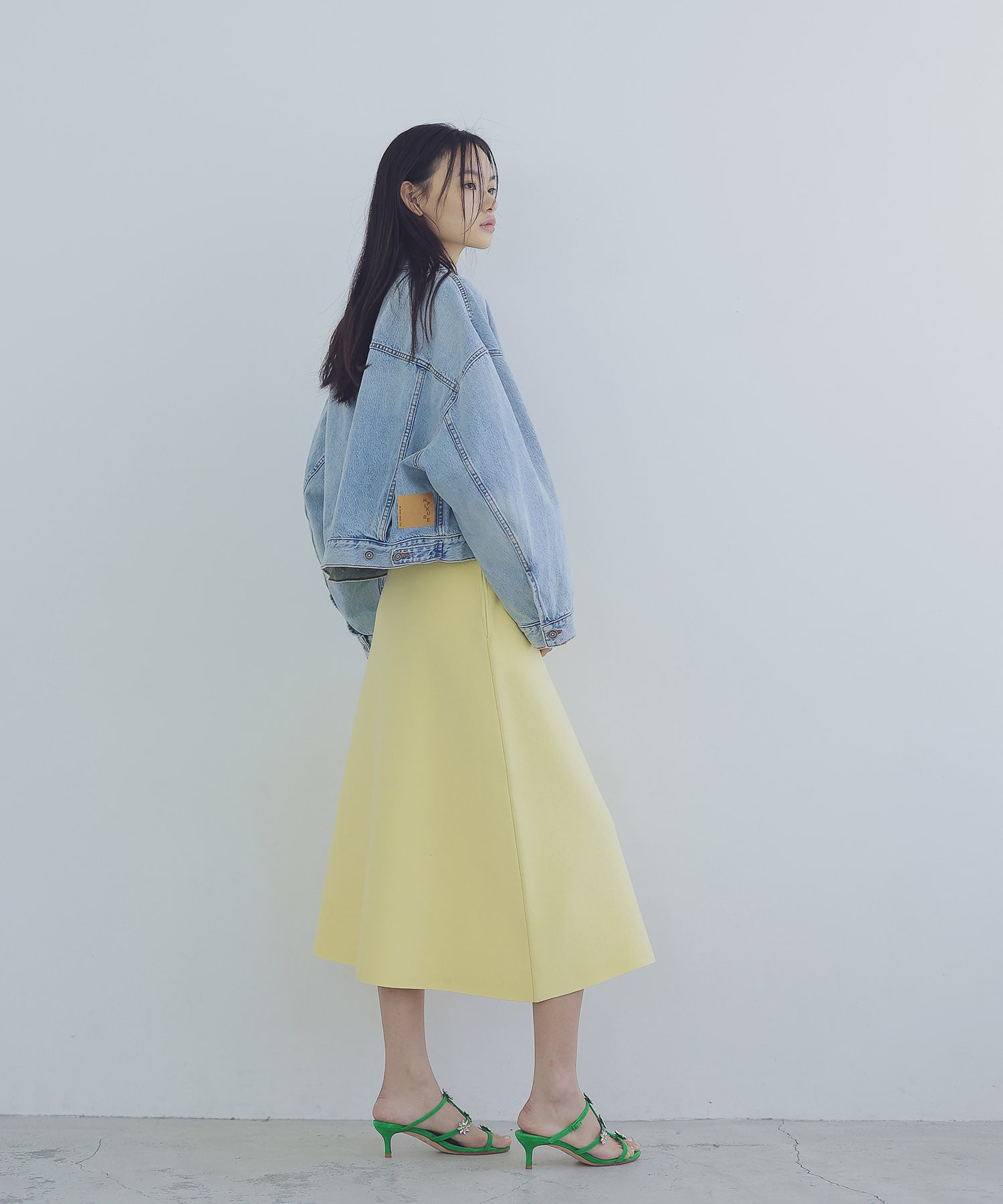 ＜VENIT＞cotton silk linen zip skirt