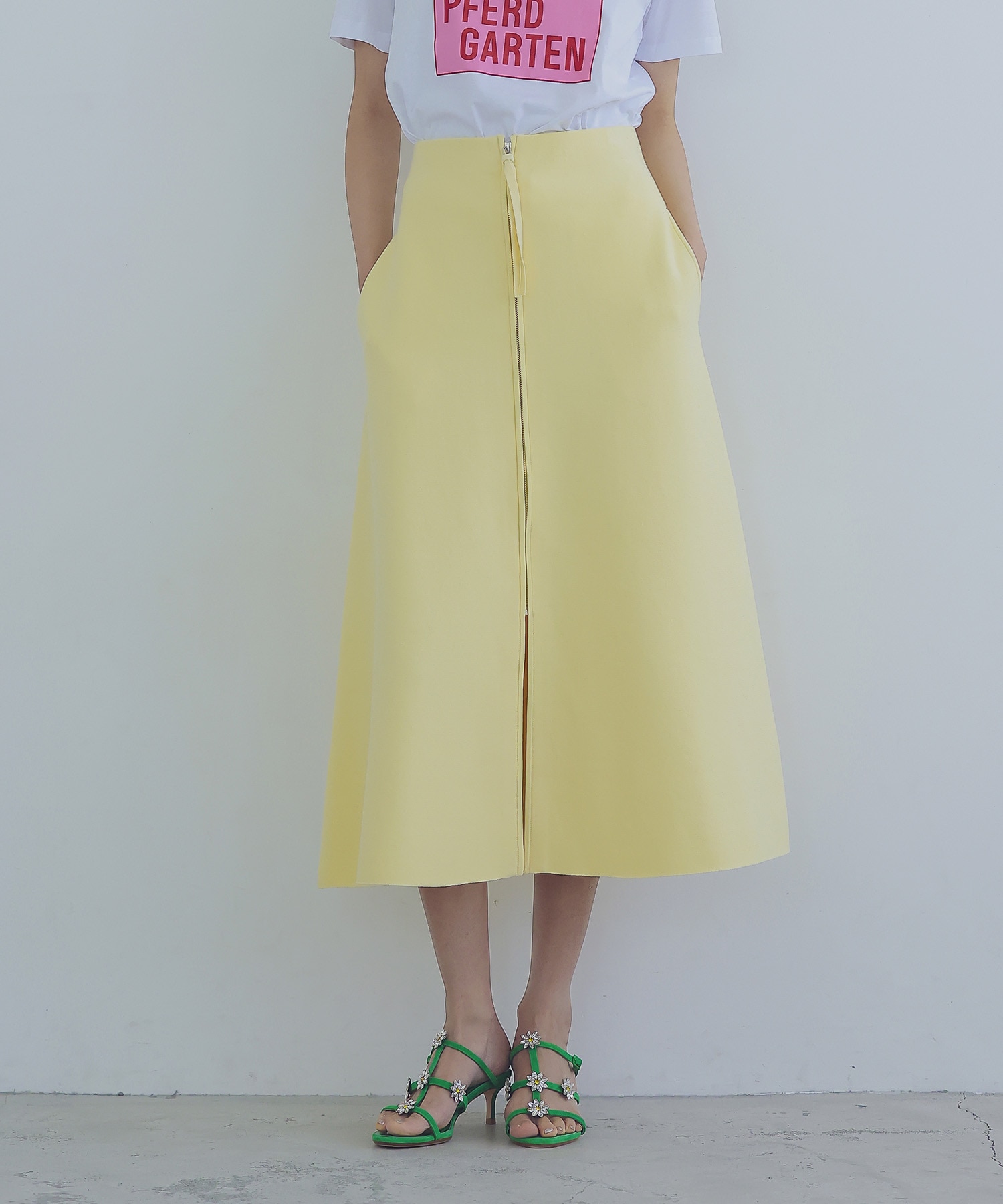 ＜VENIT＞cotton silk linen zip skirt