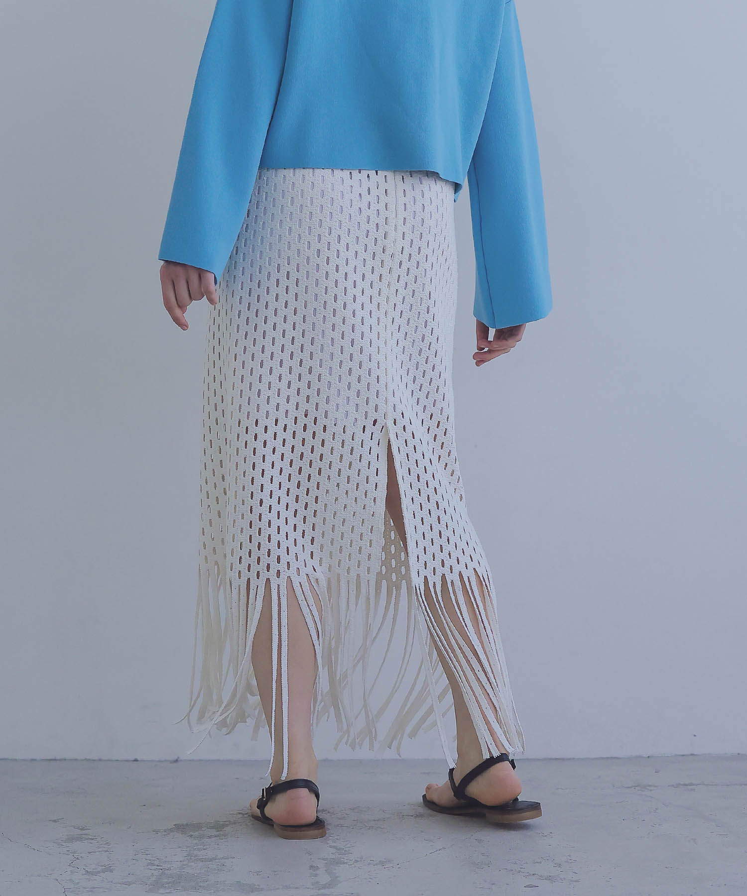 ＜VENIT＞lace fringe skirt