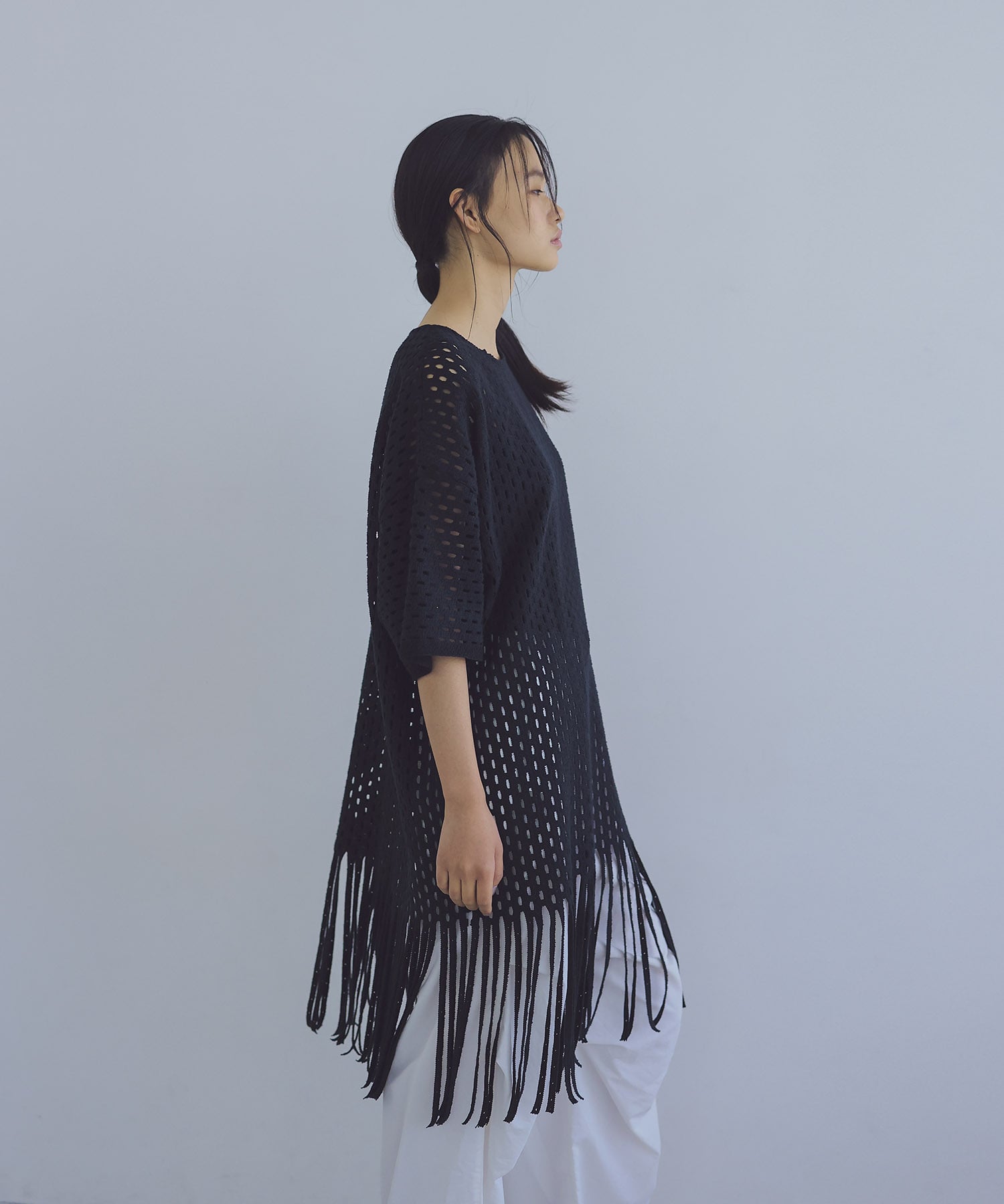 ＜VENIT＞lace fringe pull