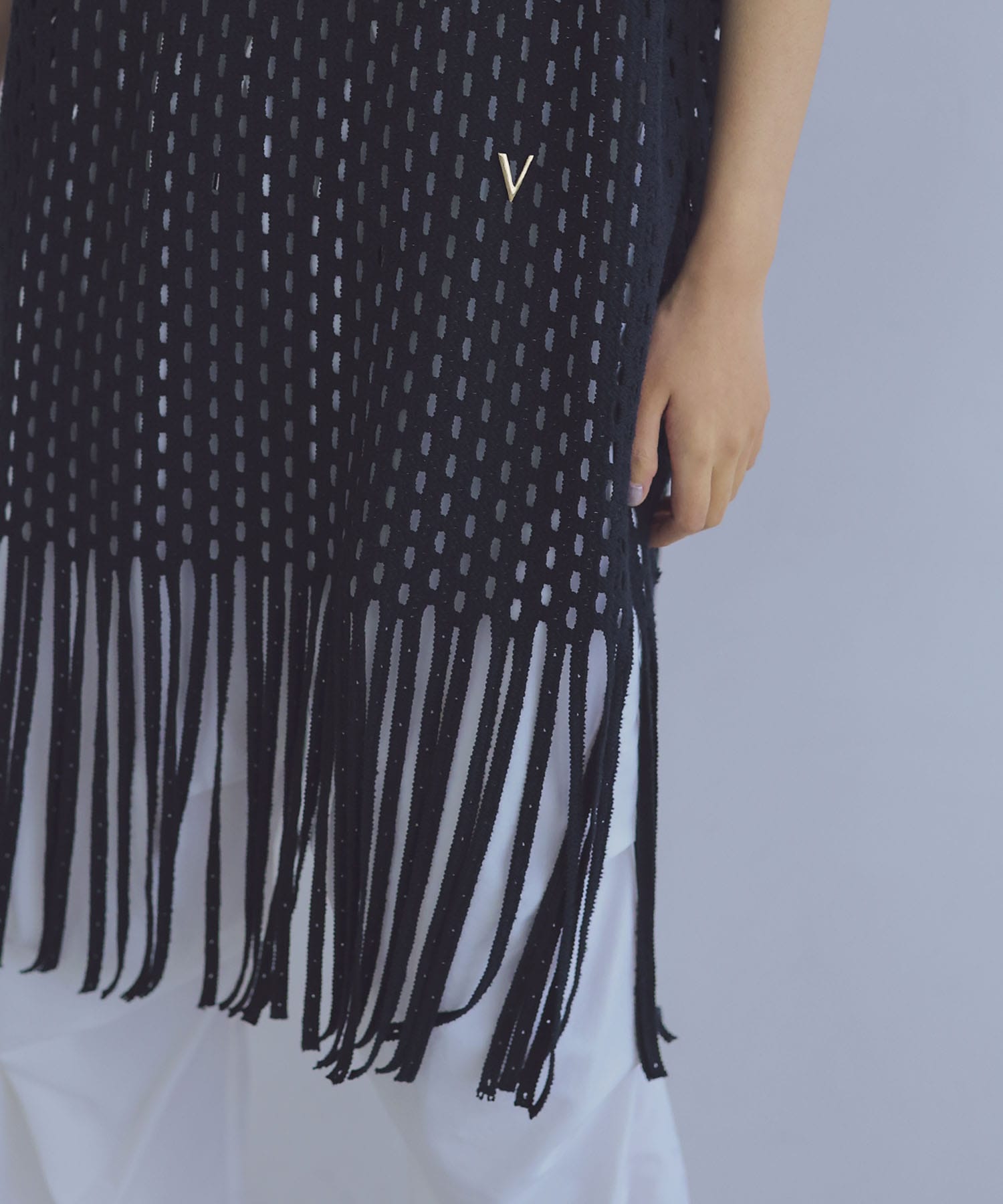 ＜VENIT＞lace fringe pull