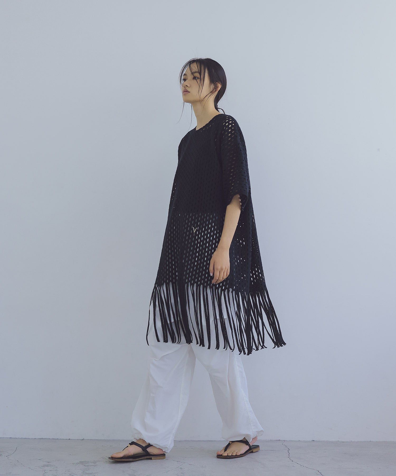 ＜VENIT＞lace fringe pull