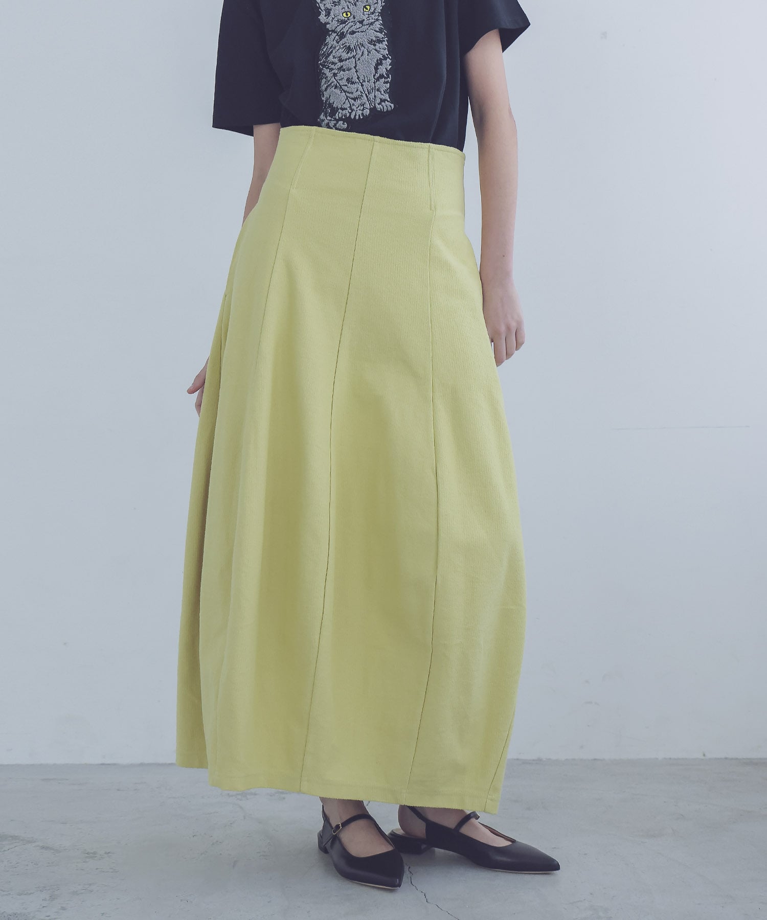 ＜sana＞midlle jersey balloon skirt