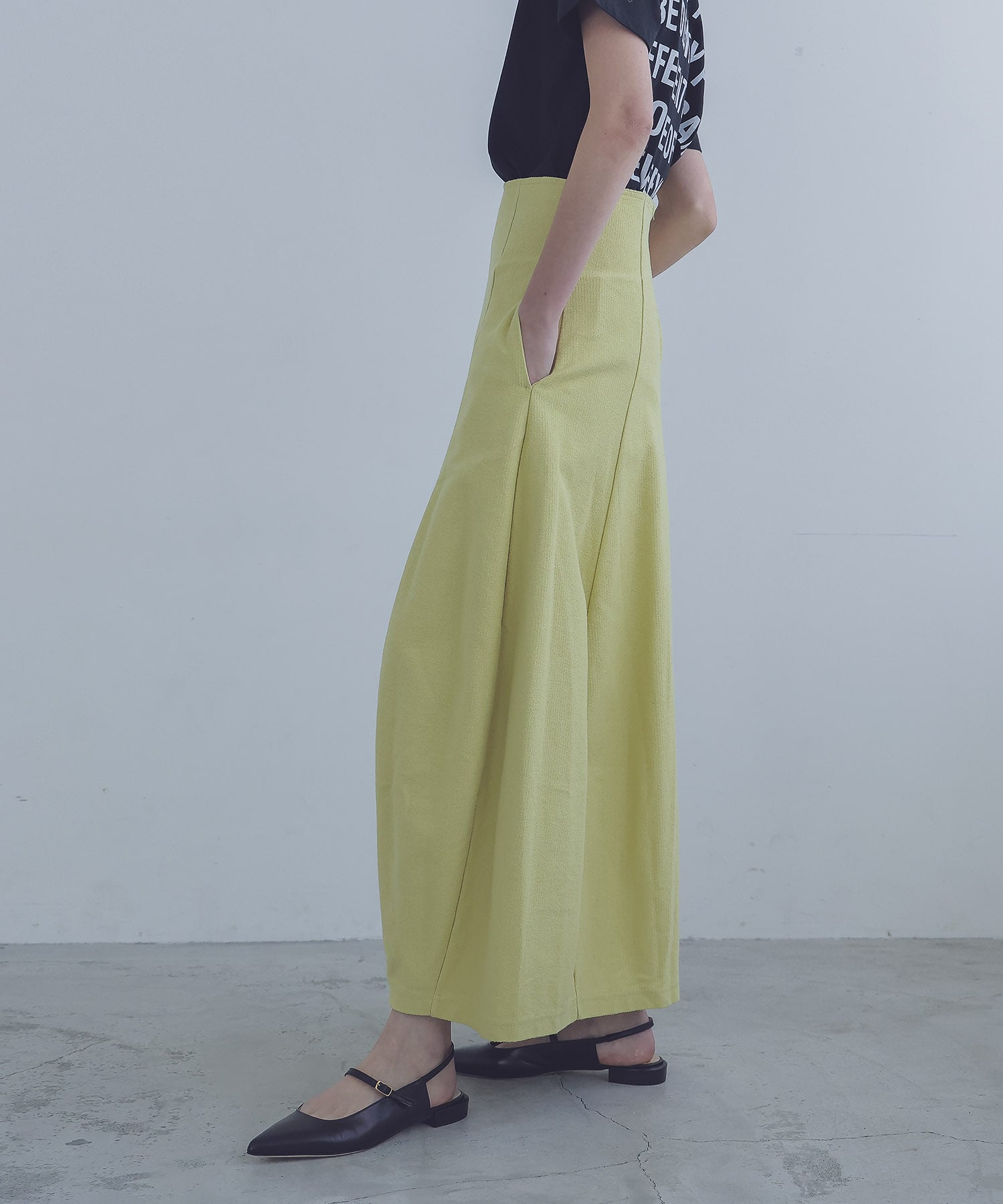 ＜sana＞midlle jersey balloon skirt