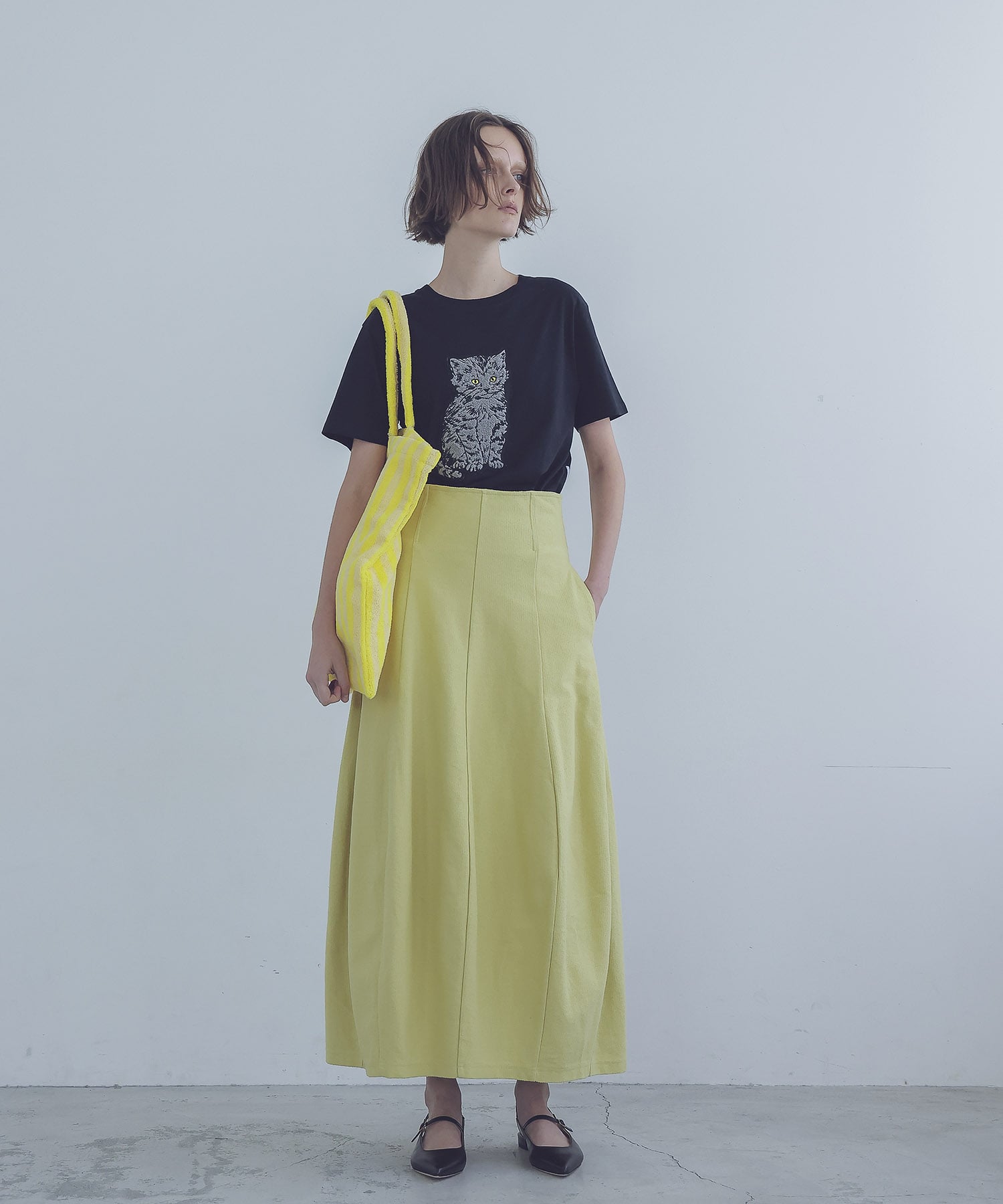 ＜sana＞midlle jersey balloon skirt