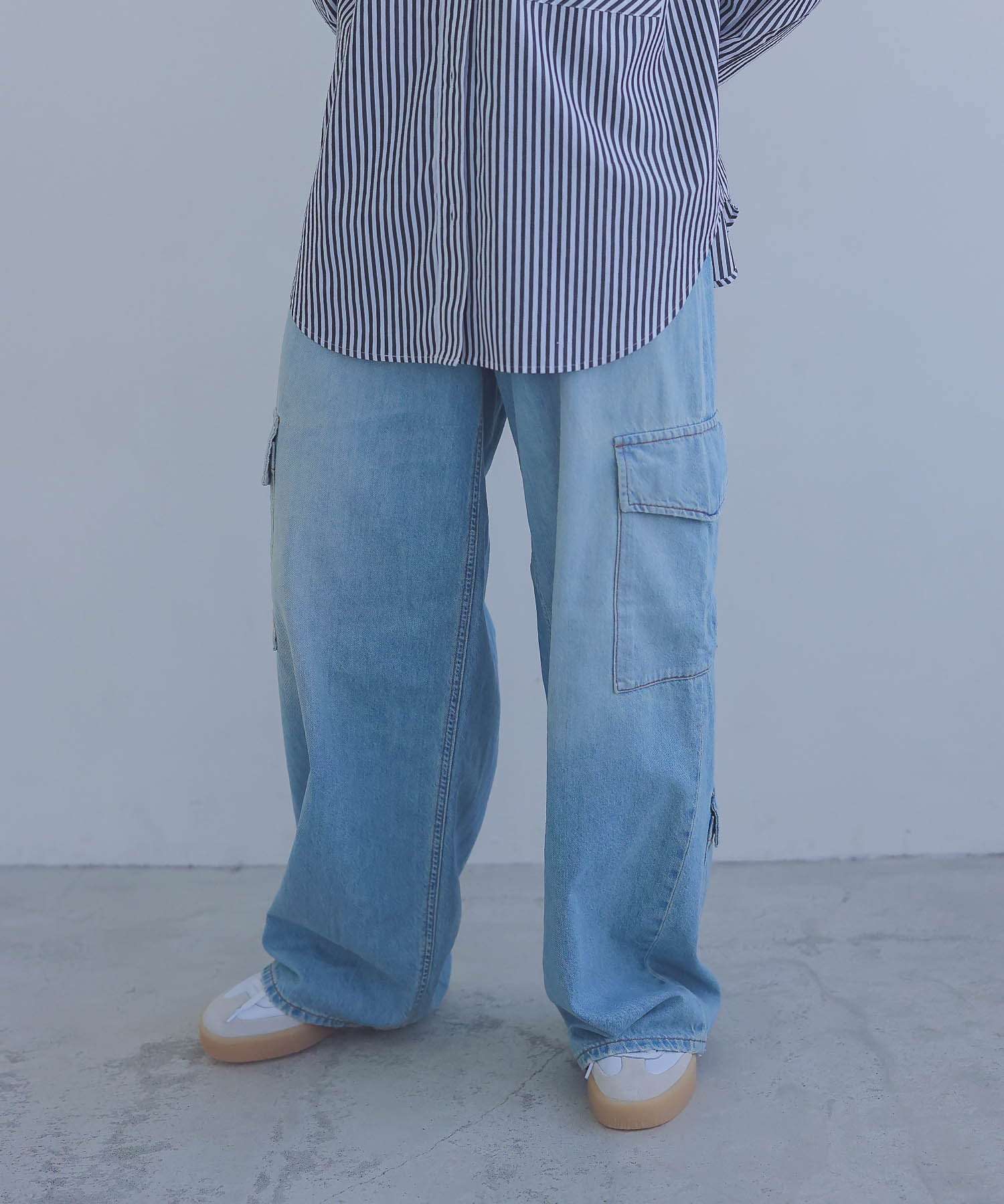＜HAIKURE＞bethany cargo lipari blue-asian fit pants