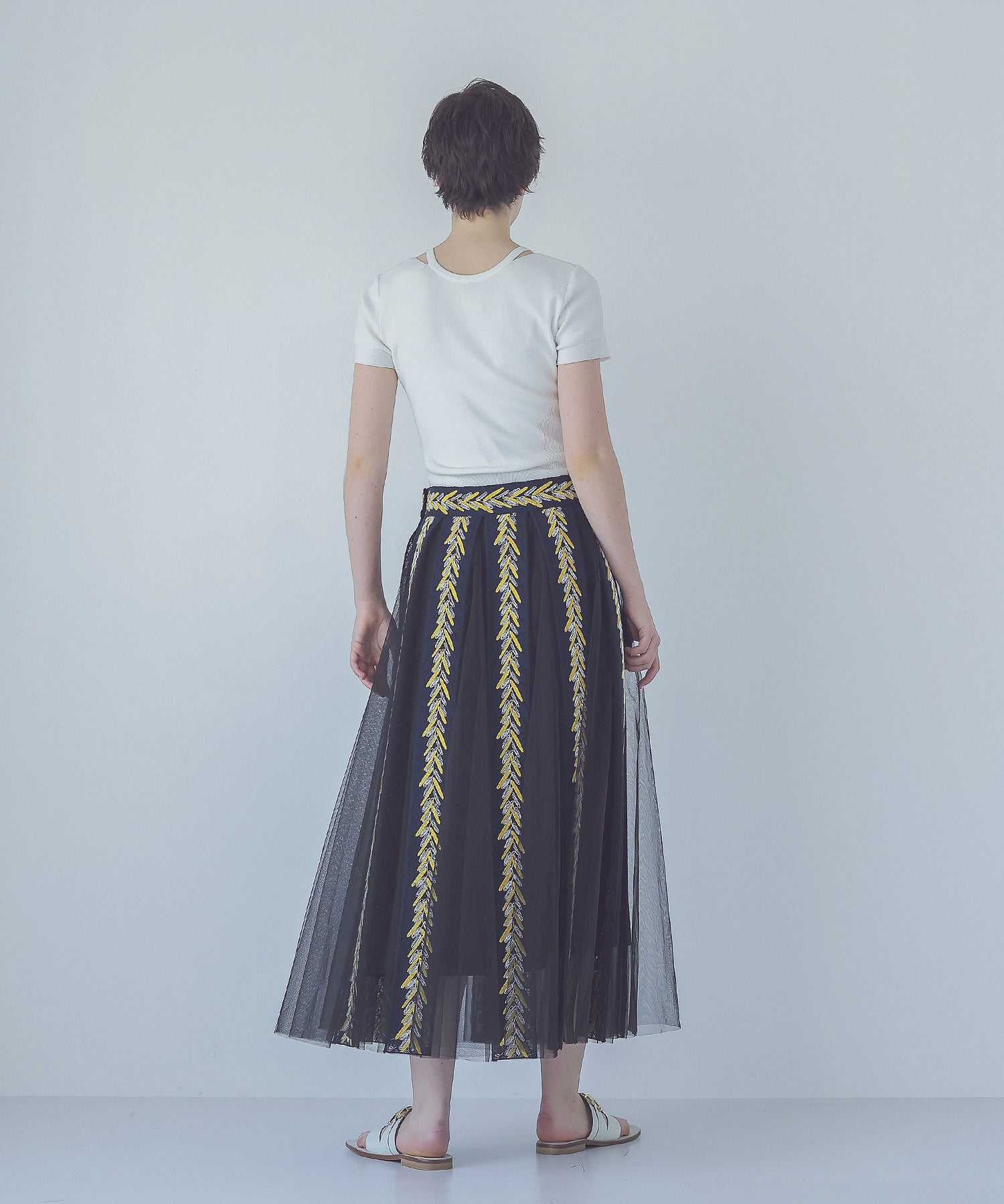 ＜STUMBLY＞lace tulle combination skirt