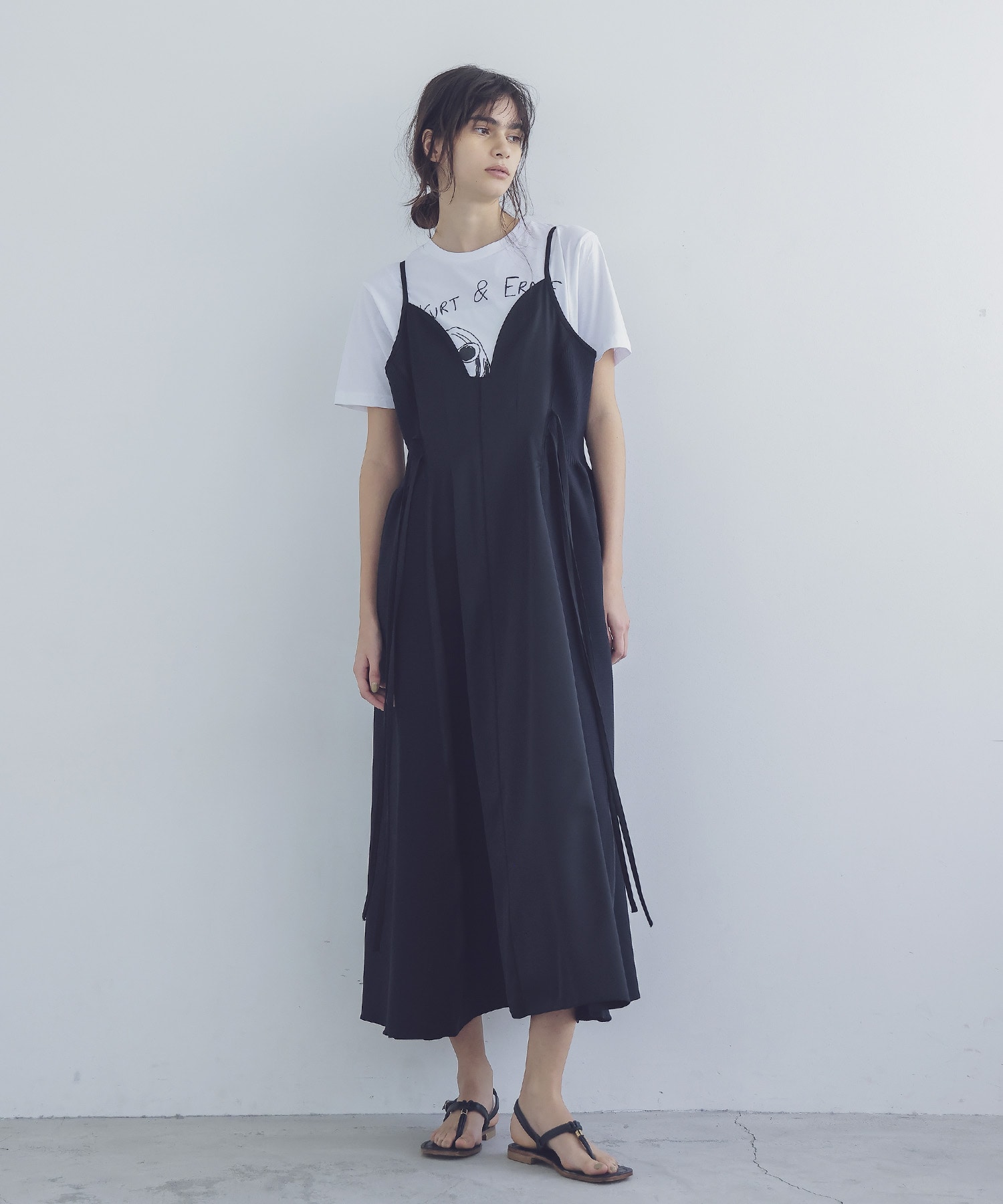 ＜ODAKHA＞satin flare combination dress