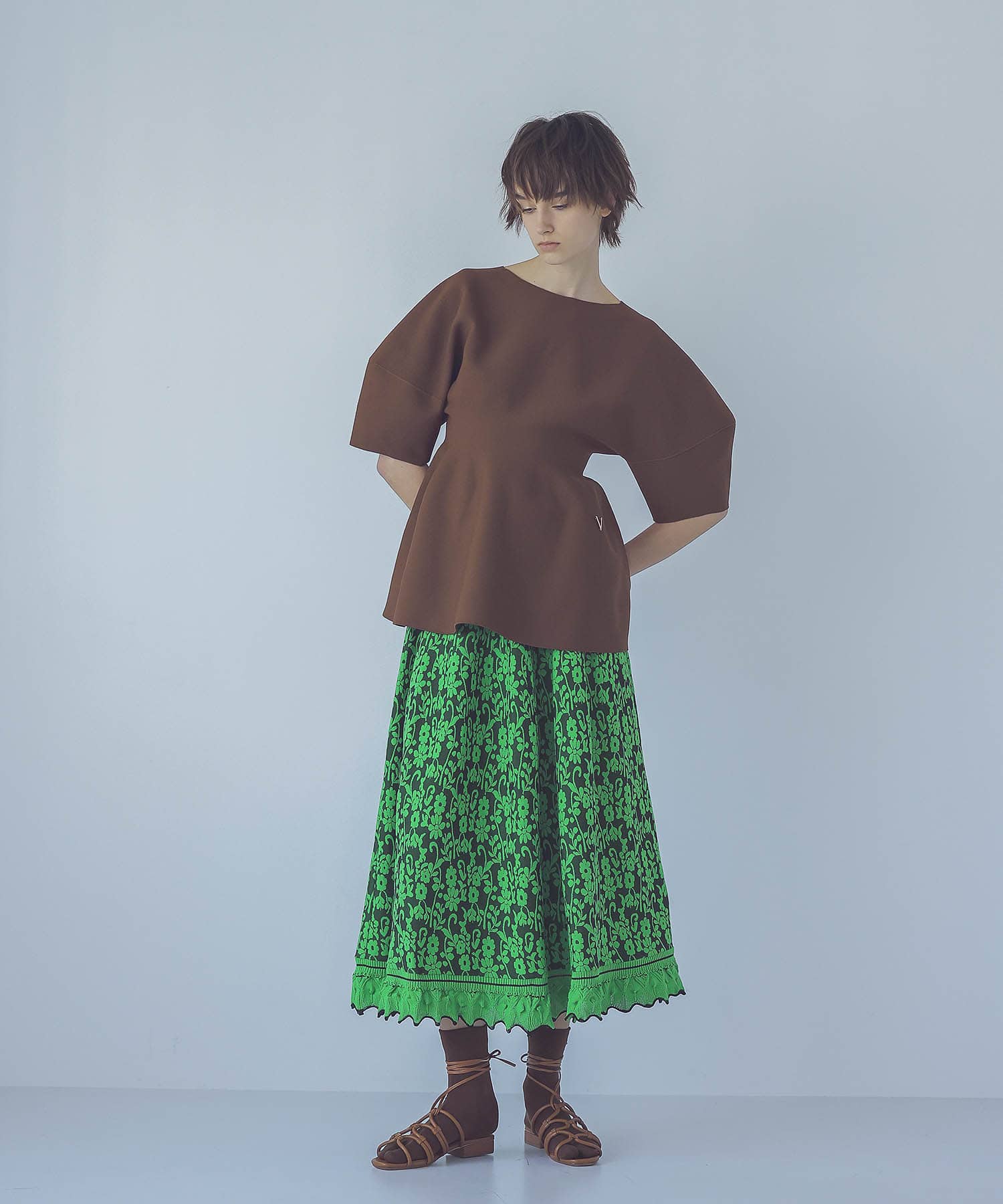 ＜ODAKHA＞floral flare skirt