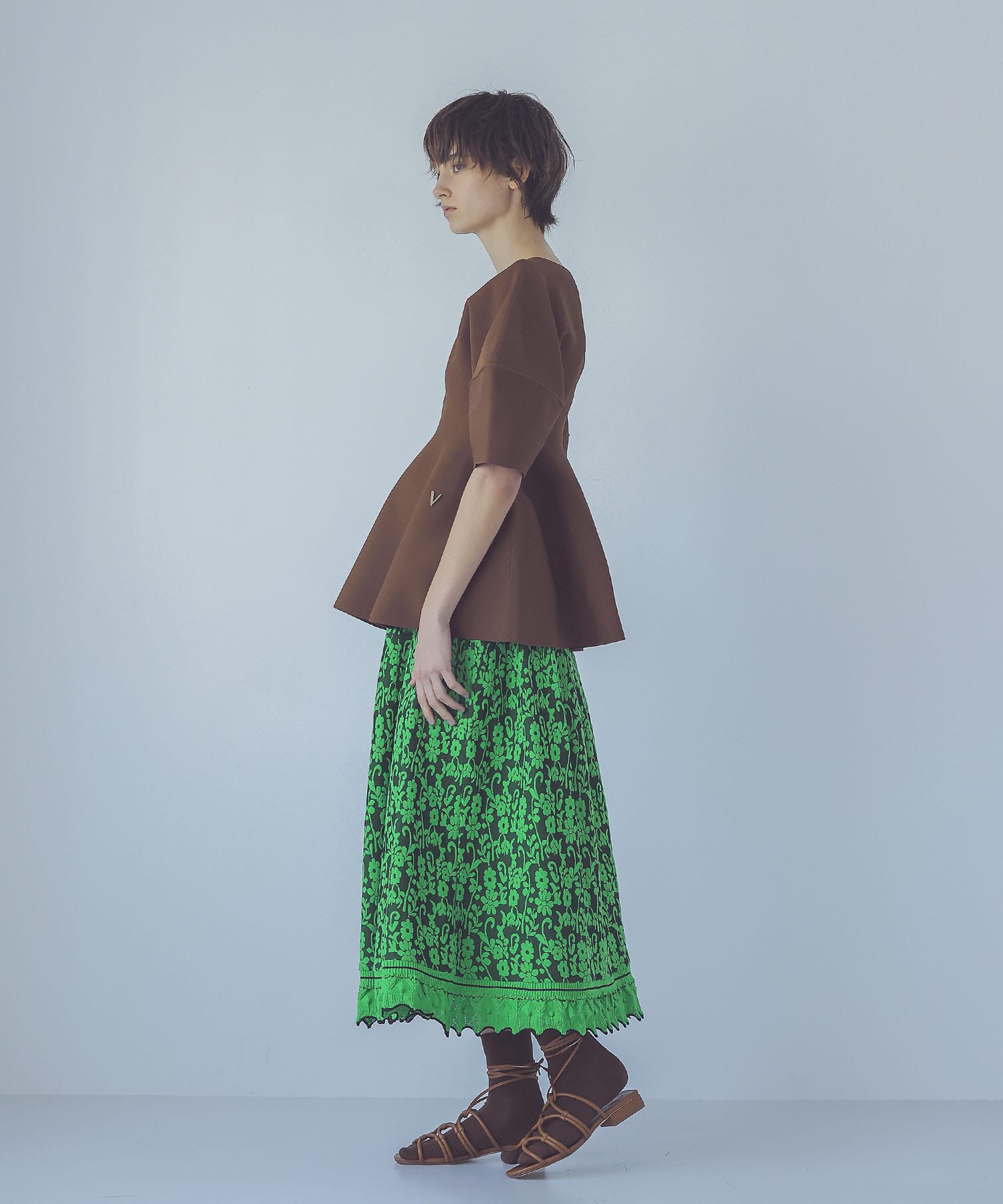 ＜ODAKHA＞floral flare skirt