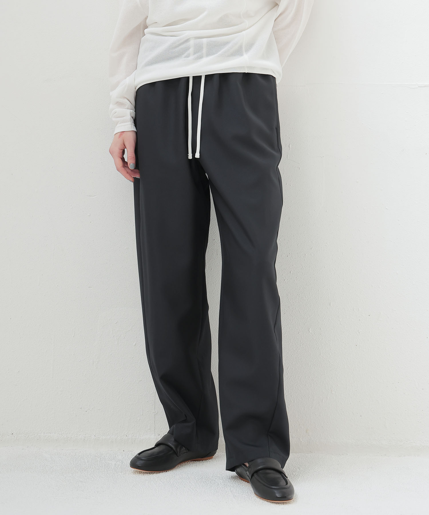＜THREE DOTS TURQUOISE× DRESSLAVE＞150D POLYEESTER LINE CURVE PANTS