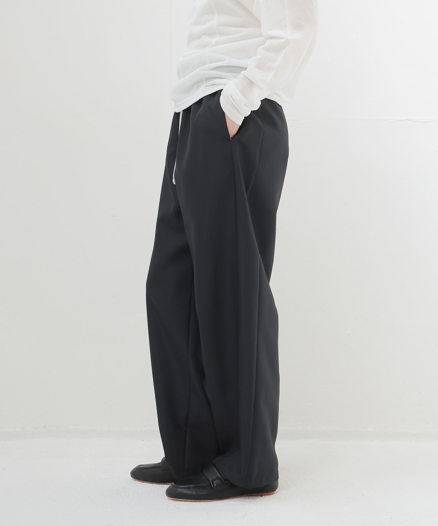 ＜THREE DOTS TURQUOISE× DRESSLAVE＞150D POLYEESTER LINE CURVE PANTS