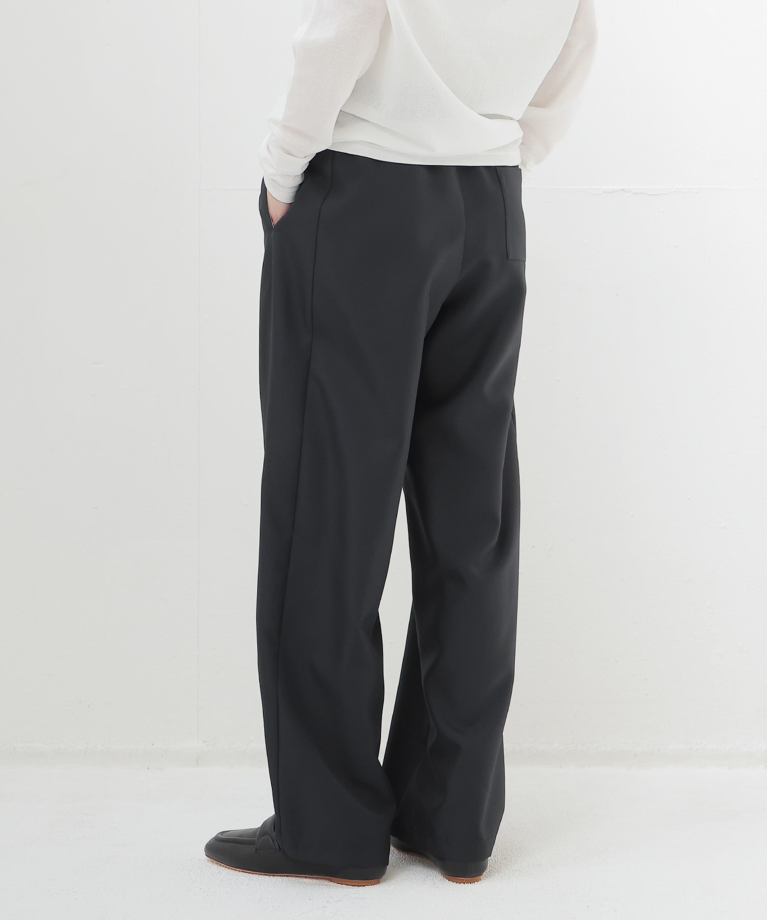 ＜THREE DOTS TURQUOISE× DRESSLAVE＞150D POLYEESTER LINE CURVE PANTS