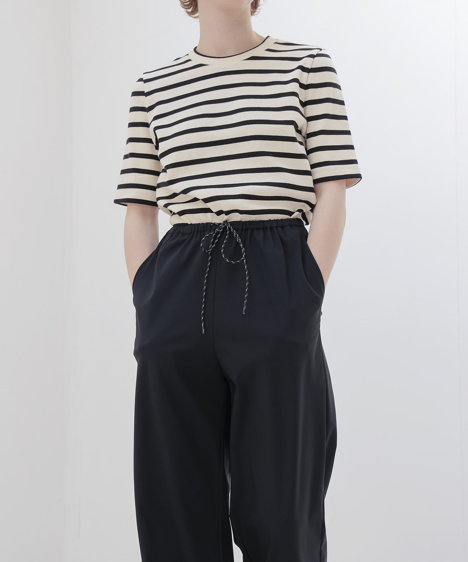 ＜THREE DOTS TURQUOISE × DRESSLAVE＞BORDER HALF SLEEVE TEE