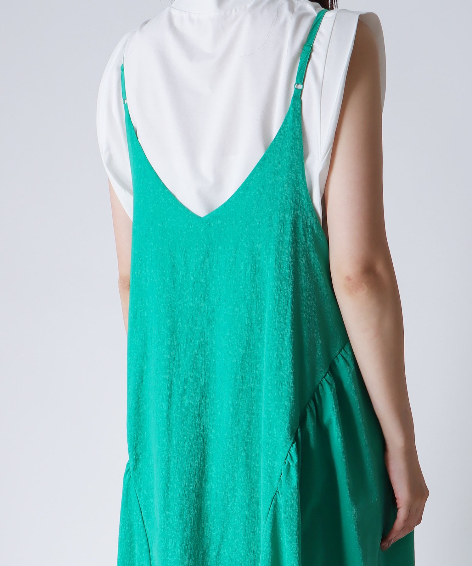 ＜Sugar Rose＞side gather vneck dress
