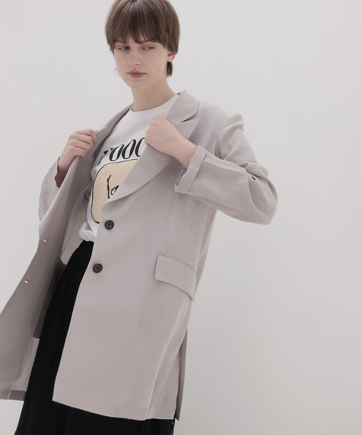 ＜B7＞linen slab boyfriend jacket