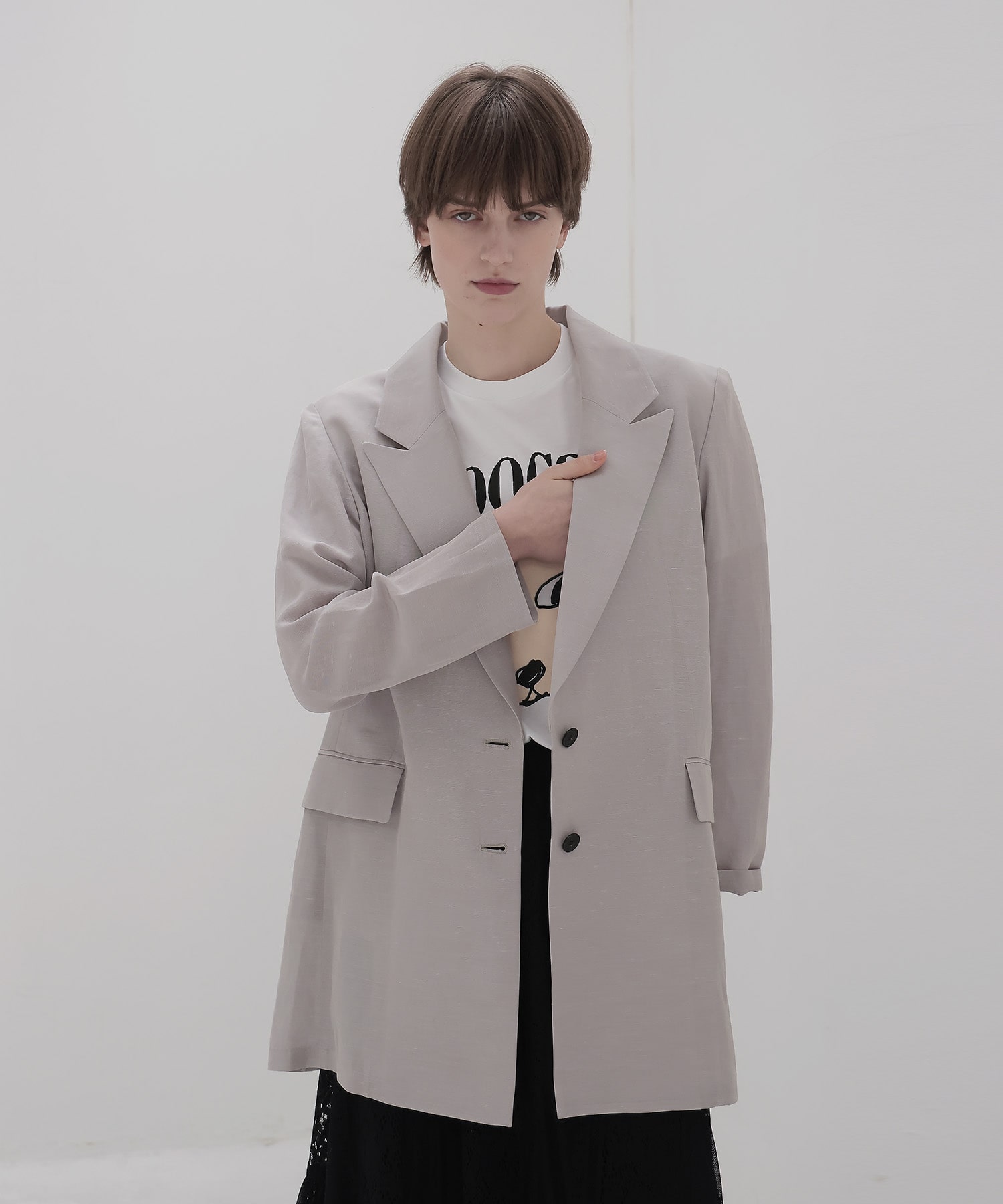 ＜B7＞linen slab boyfriend jacket