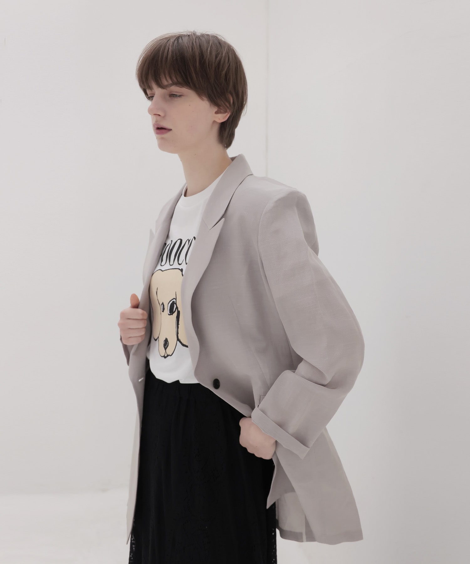 ＜B7＞linen slab boyfriend jacket