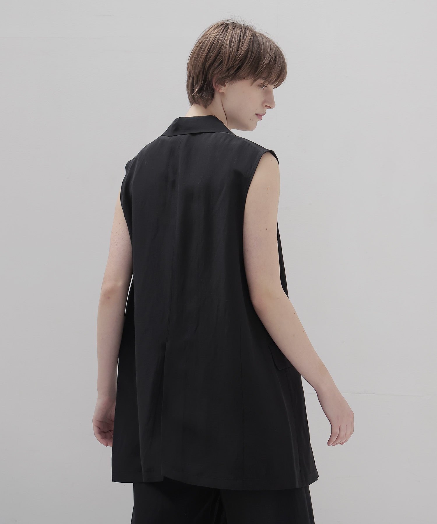 ＜B7＞linen slab boyfriend gilet