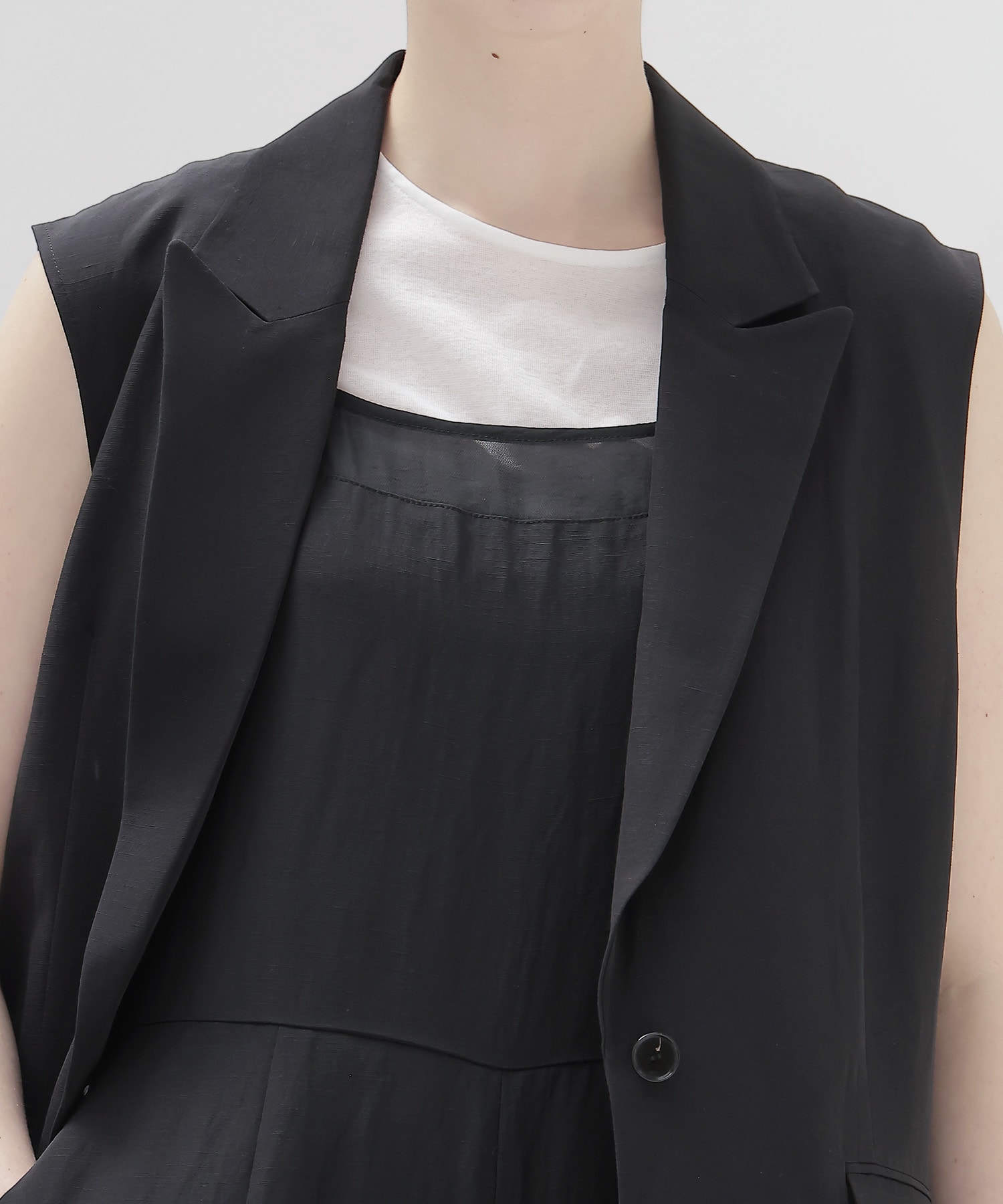 ＜B7＞linen slab boyfriend gilet