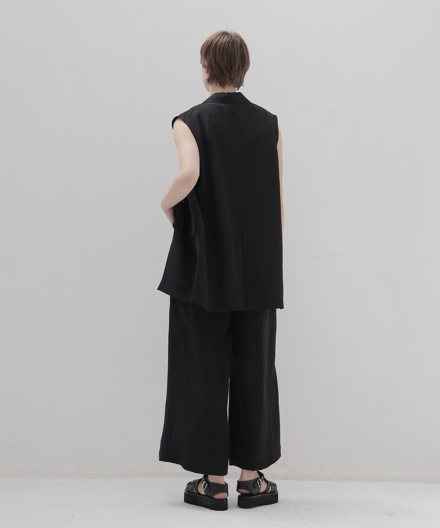 ＜B7＞linen slab boyfriend gilet