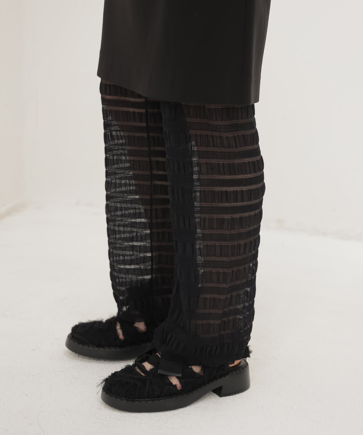 ＜ODAKHA＞sheer stripe leggings pants