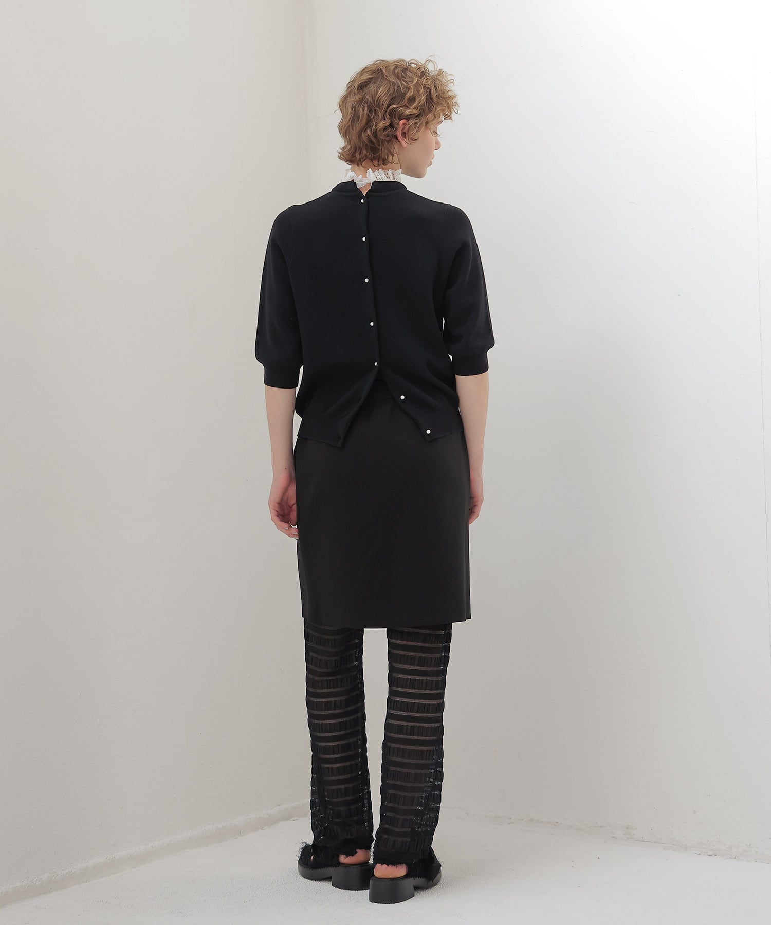 ＜ODAKHA＞sheer stripe leggings pants