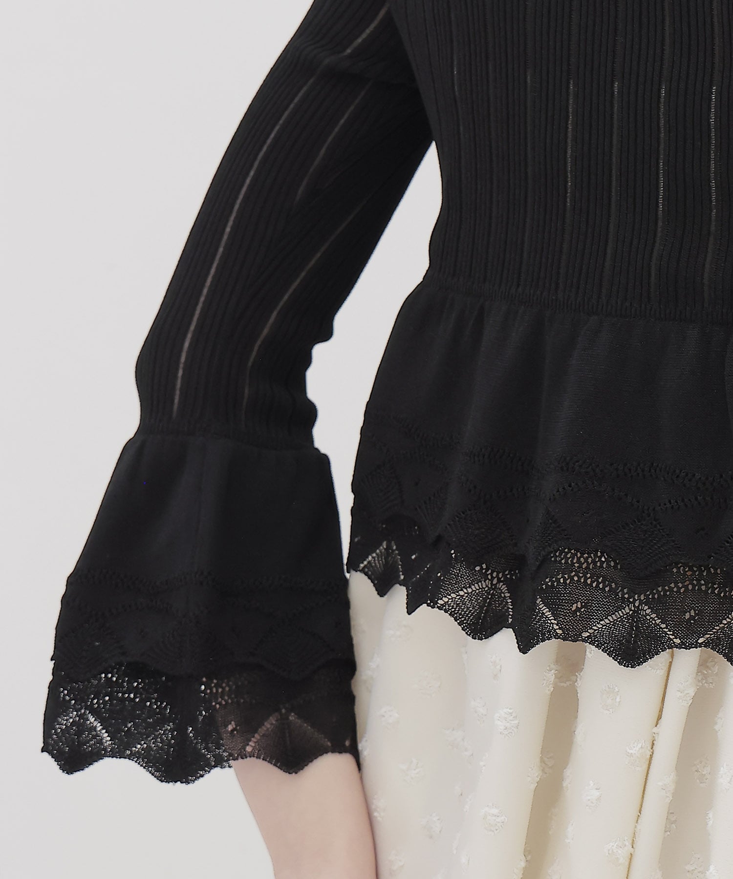 ＜ODAKHA＞lace flare striped knit cardigan