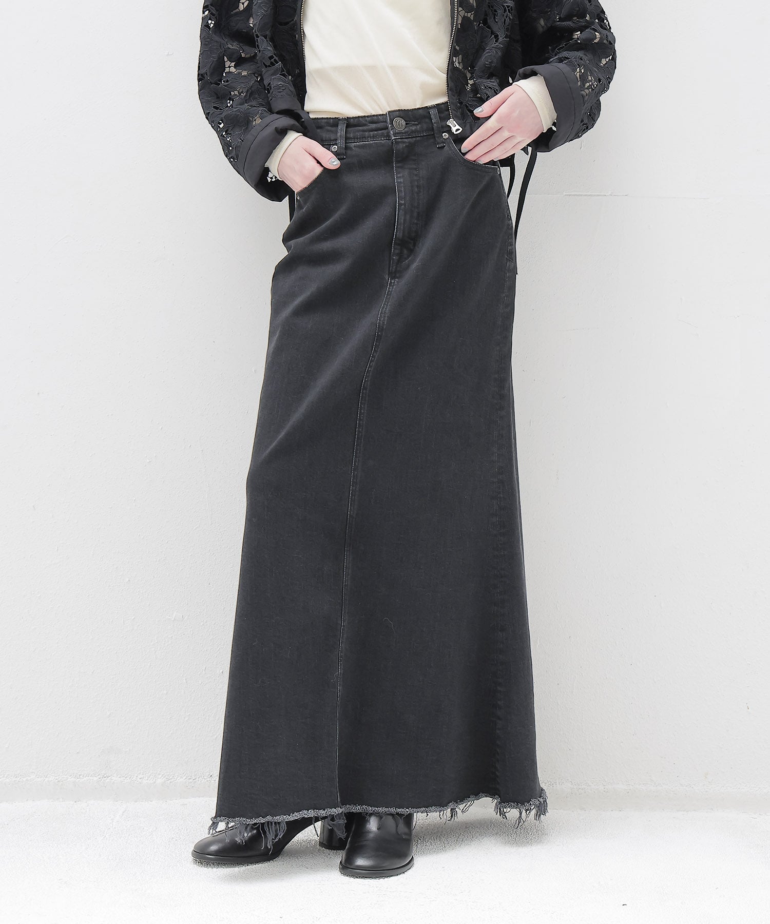 ＜YANUK＞Maxi Aline Skirt Black