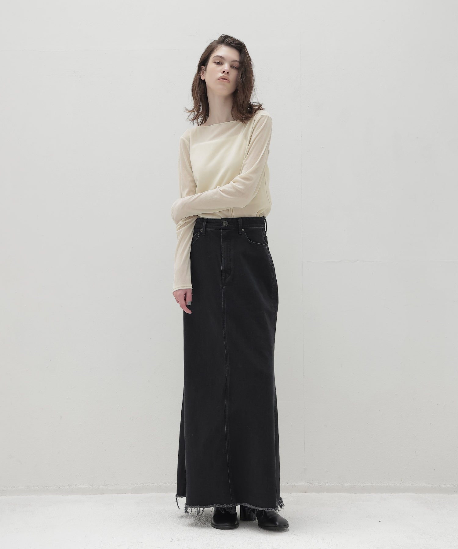 ＜YANUK＞Maxi Aline Skirt Black
