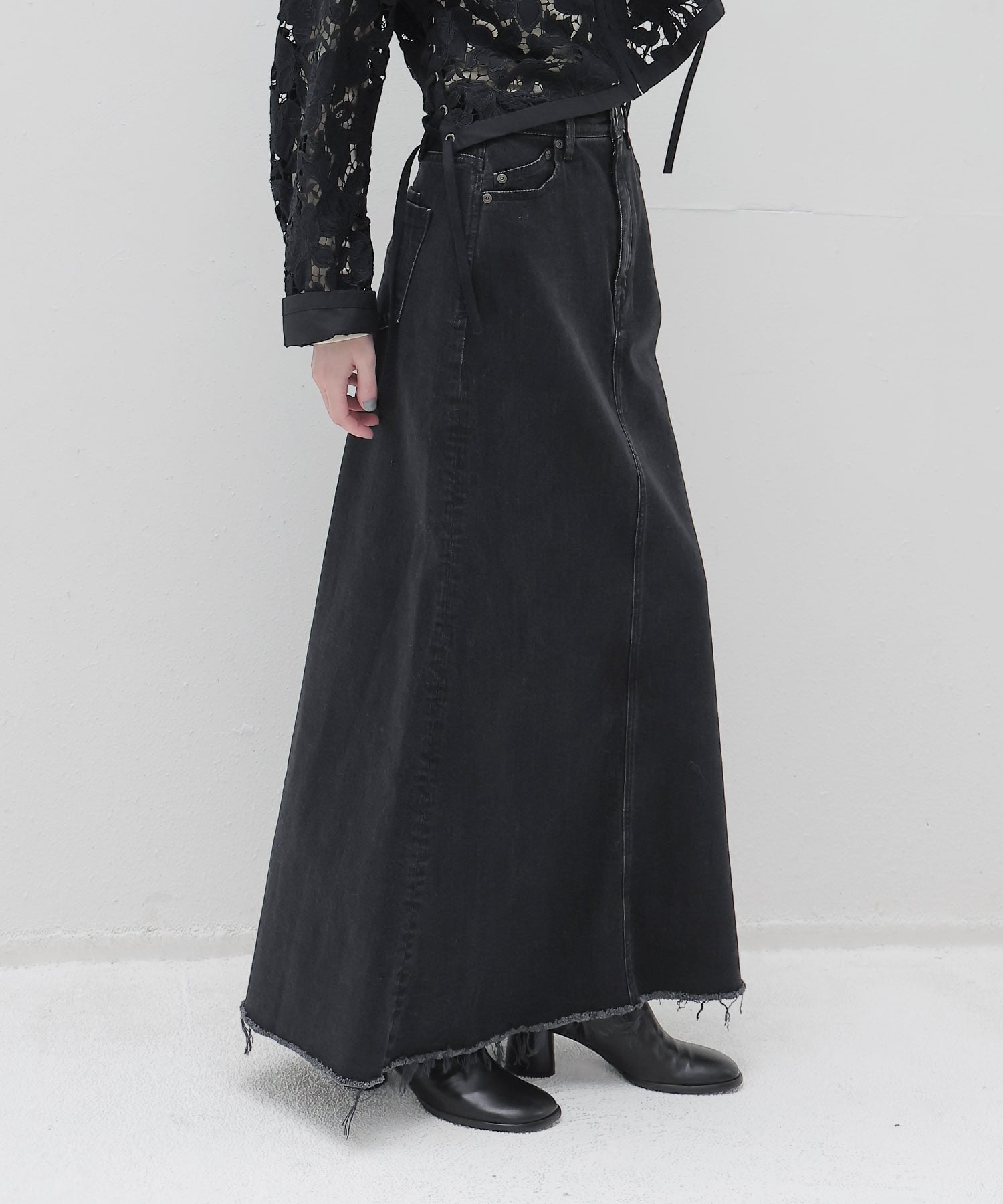 ＜YANUK＞Maxi Aline Skirt Black