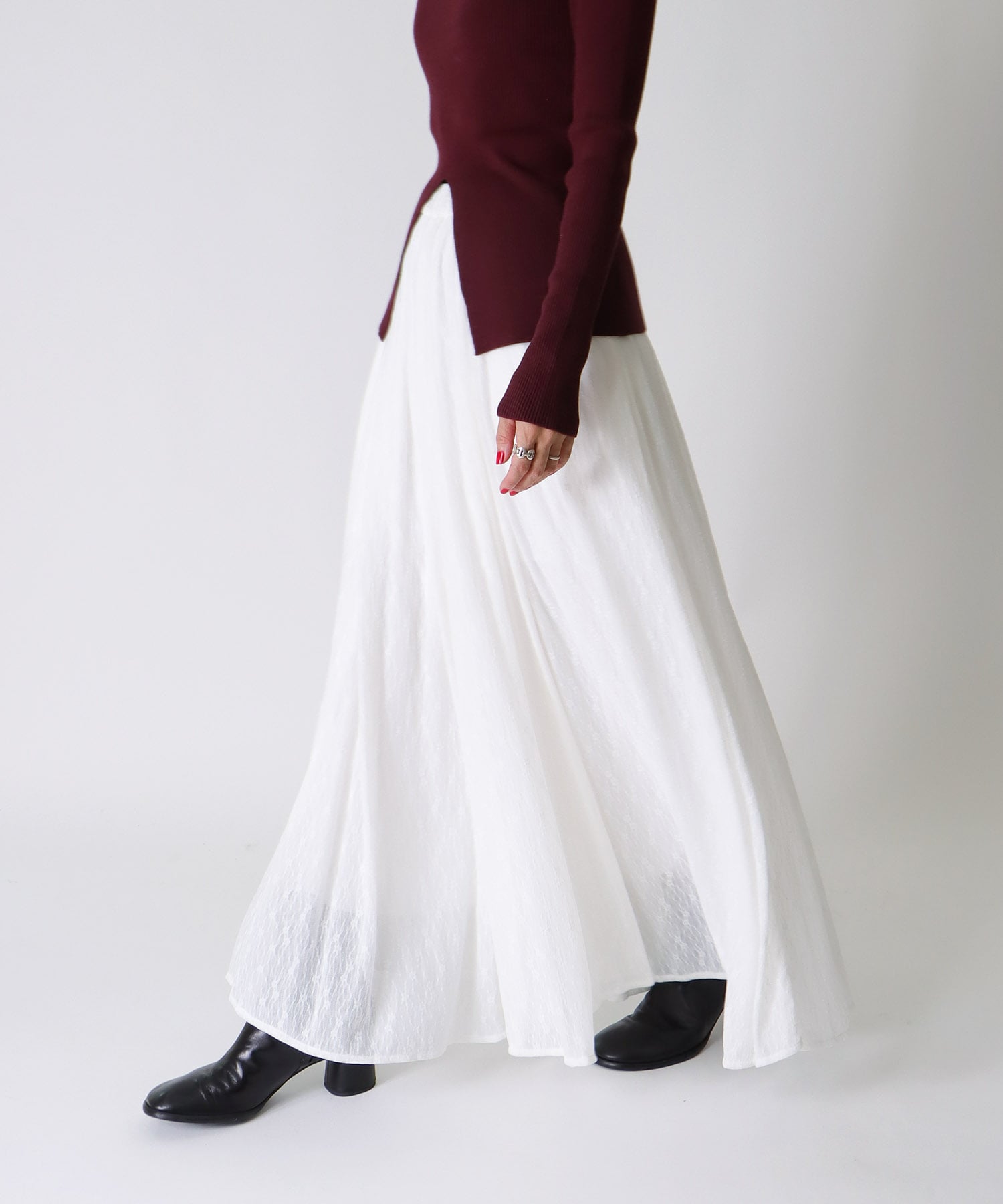 ＜Sugar Rose＞lace flare skirt