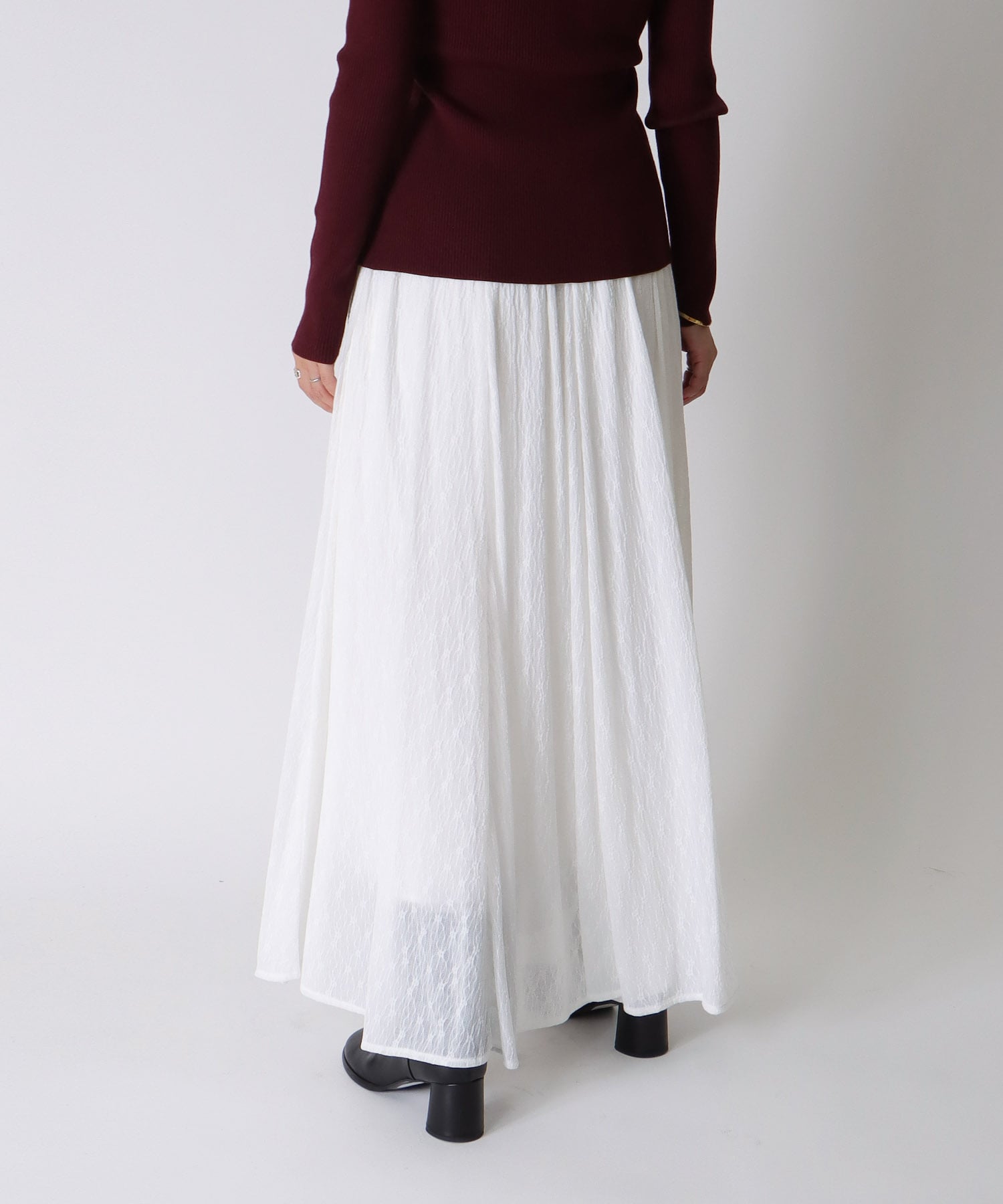 ＜Sugar Rose＞lace flare skirt