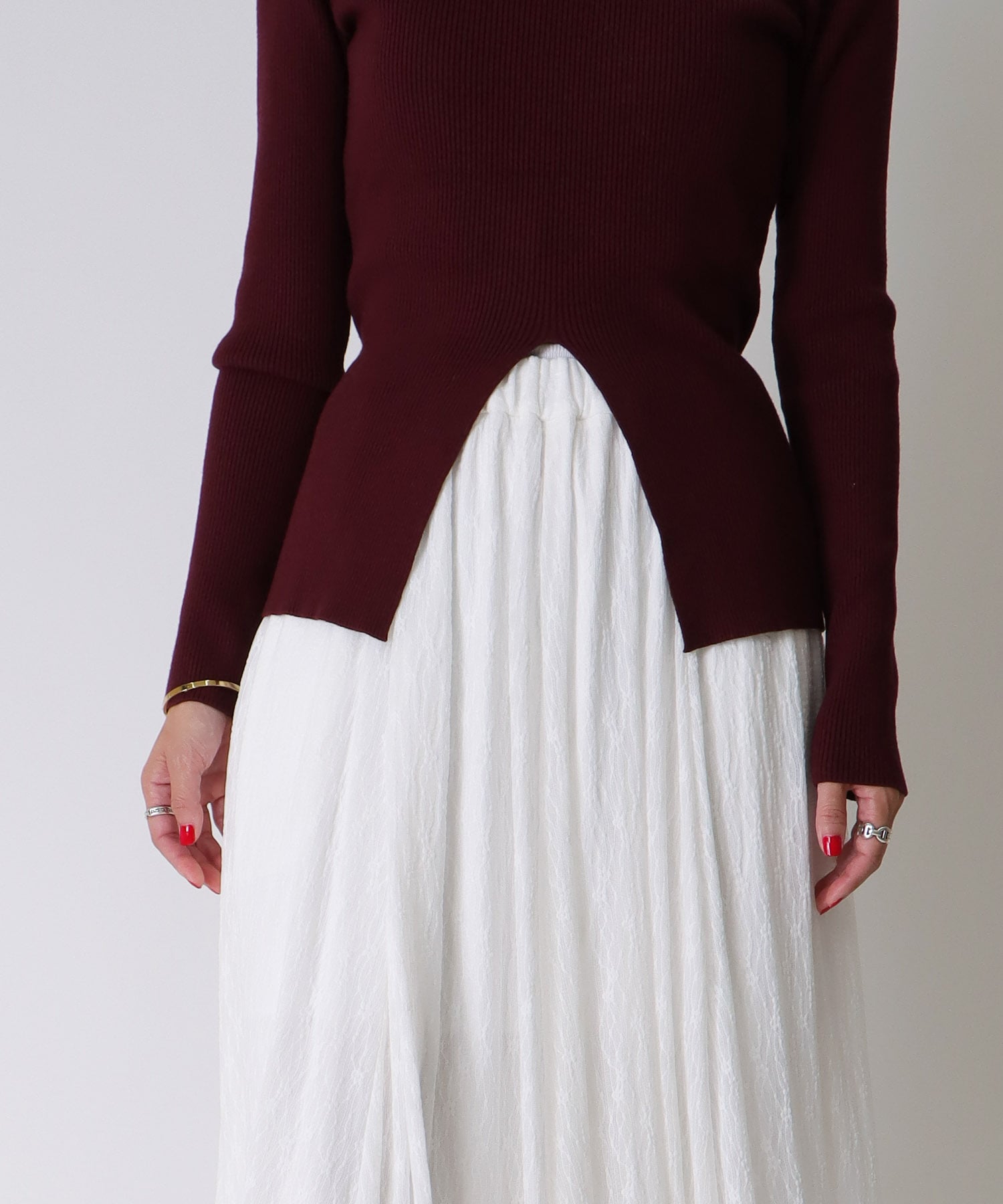 ＜Sugar Rose＞lace flare skirt