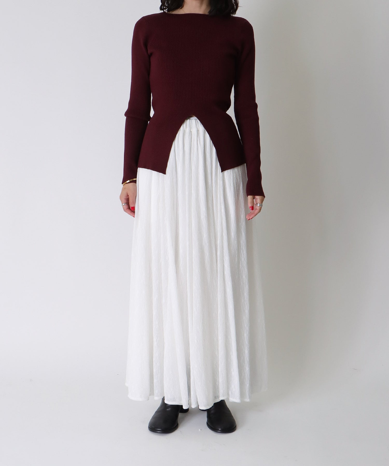 ＜Sugar Rose＞lace flare skirt