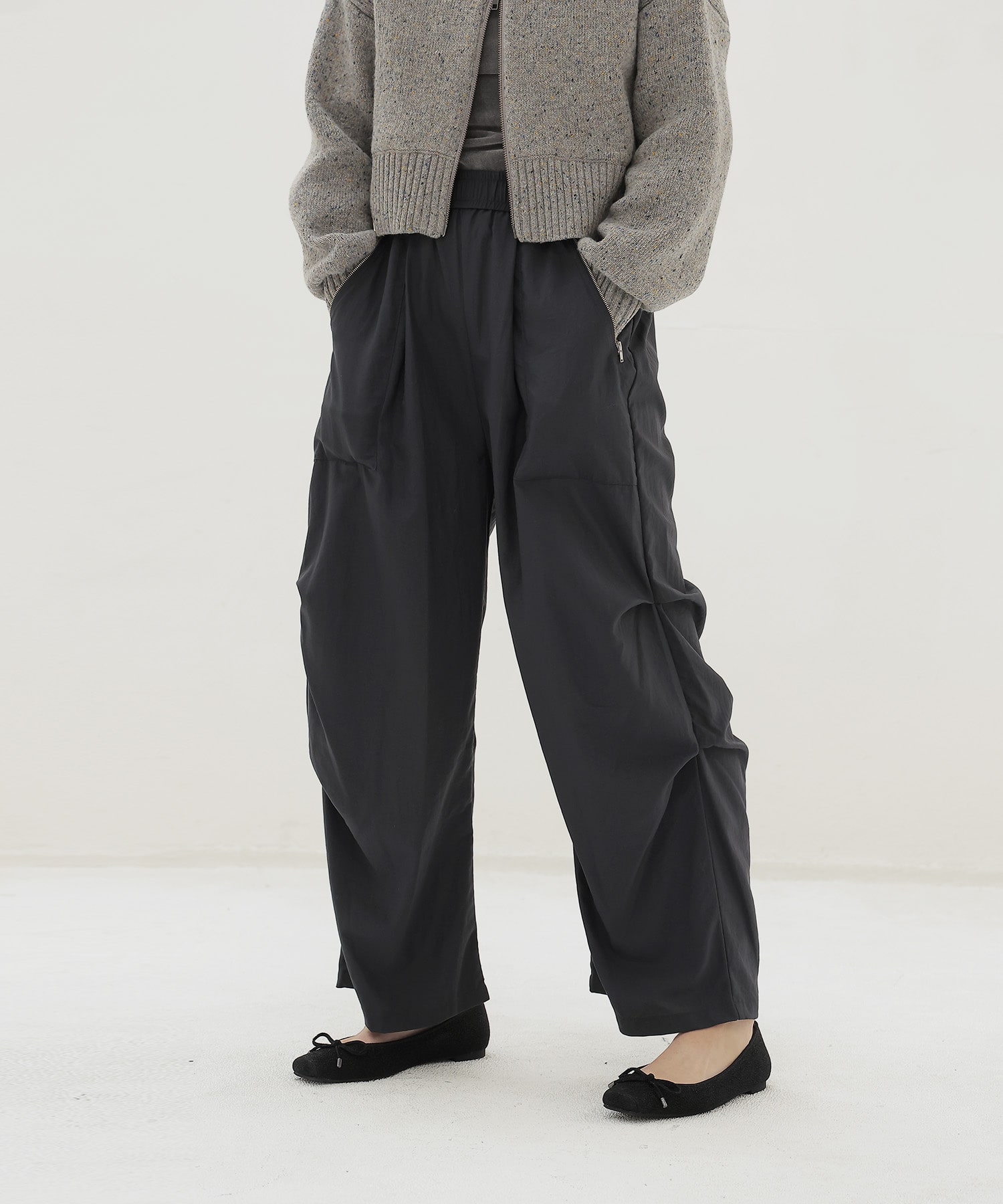 ＜Sugar Rose＞tuck design zip pants