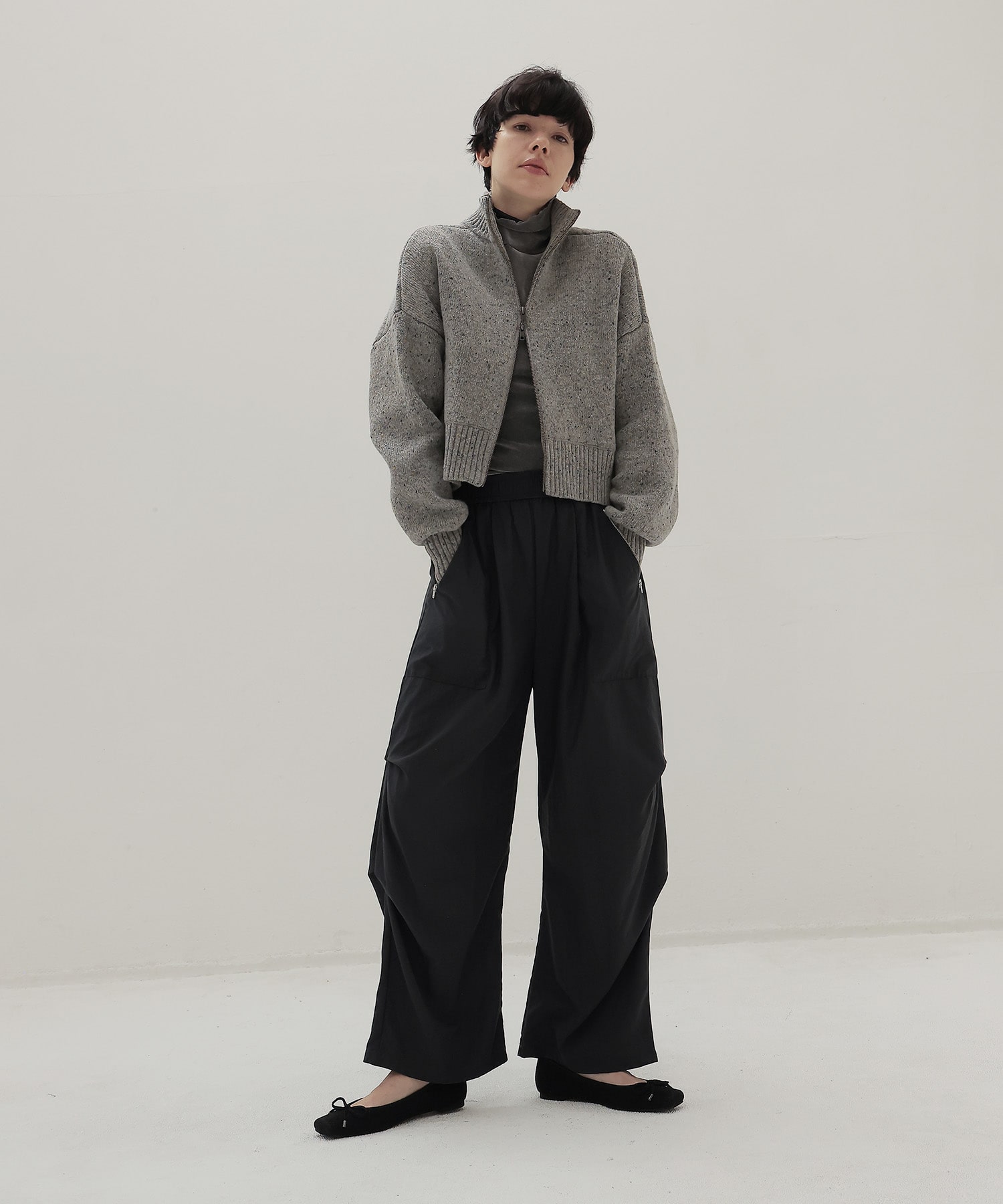 ＜Sugar Rose＞tuck design zip pants