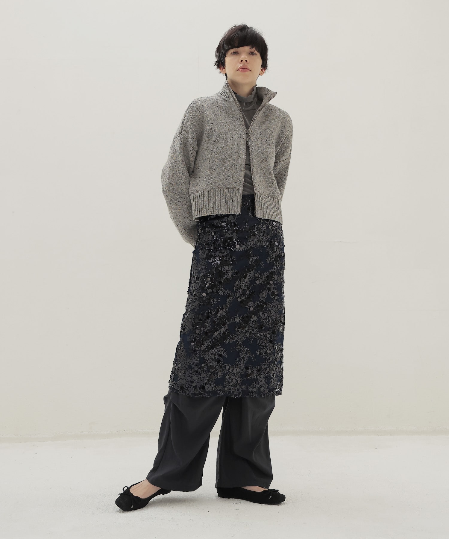 ＜Sugar Rose＞tuck design zip pants