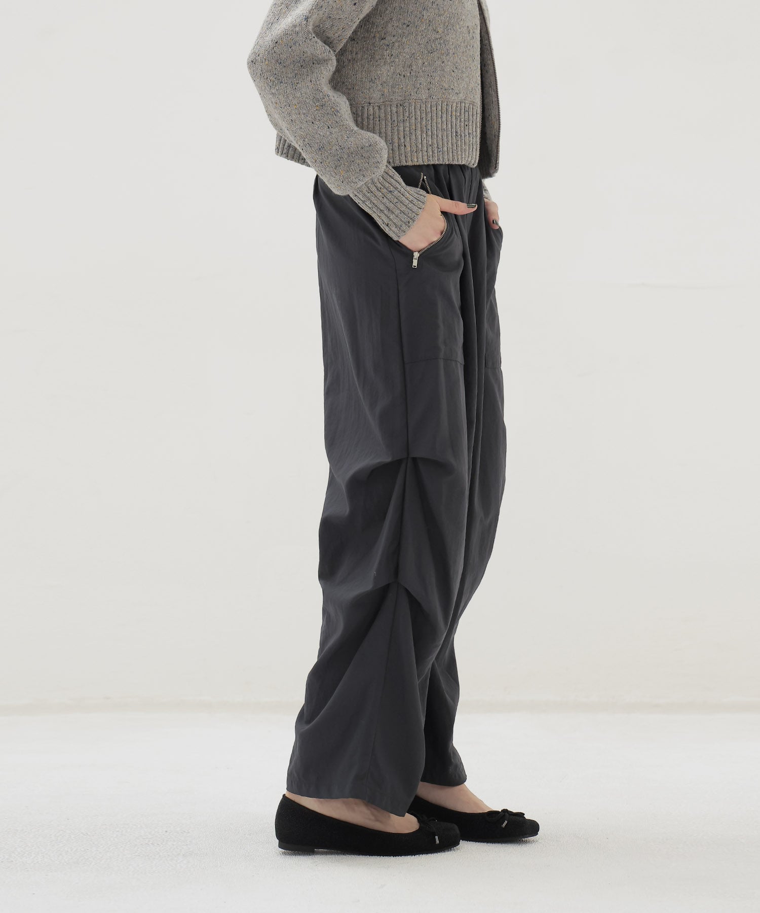 ＜Sugar Rose＞tuck design zip pants